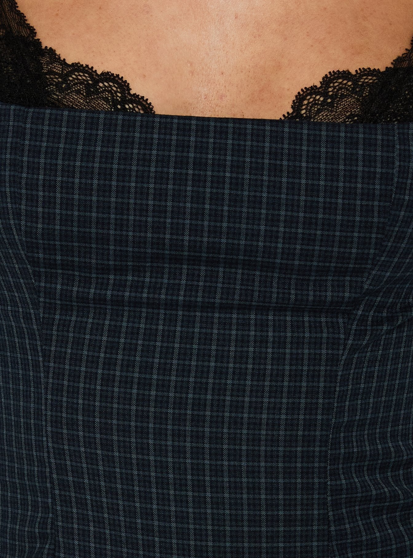 Renaissance Corset Top Blue Check