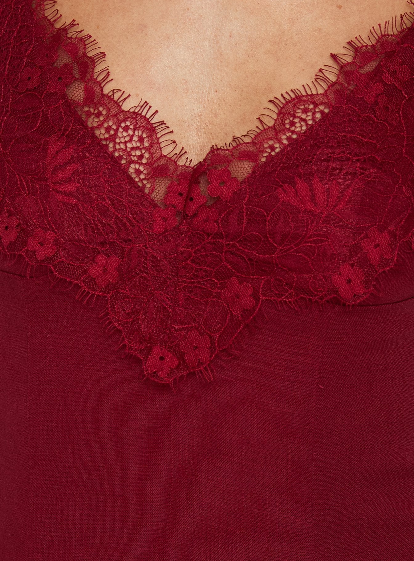 Bloomie Lace Godet Mini Dress Cherry Lacquer