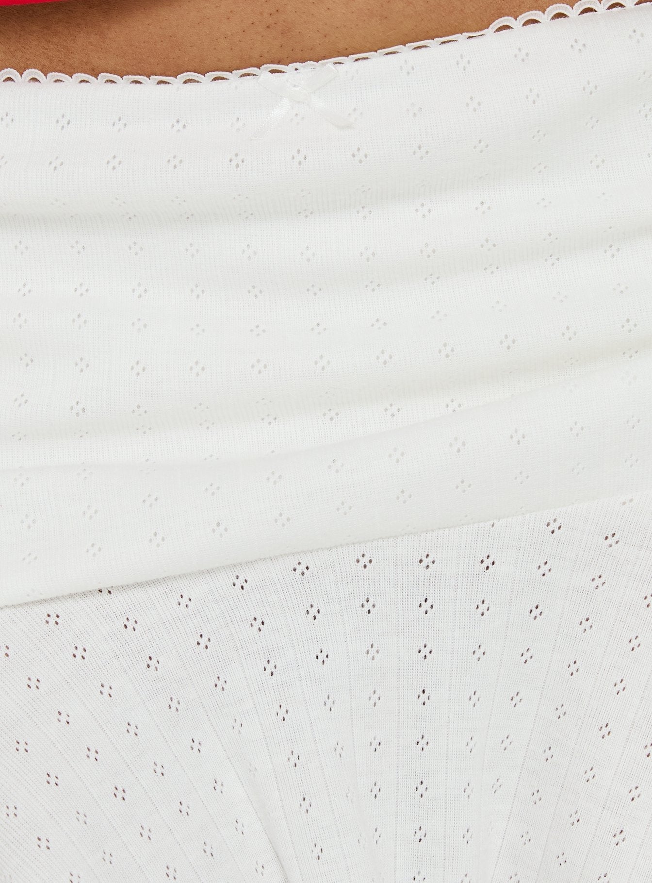 Elidia Pointelle Ruffle Mini Skirt White