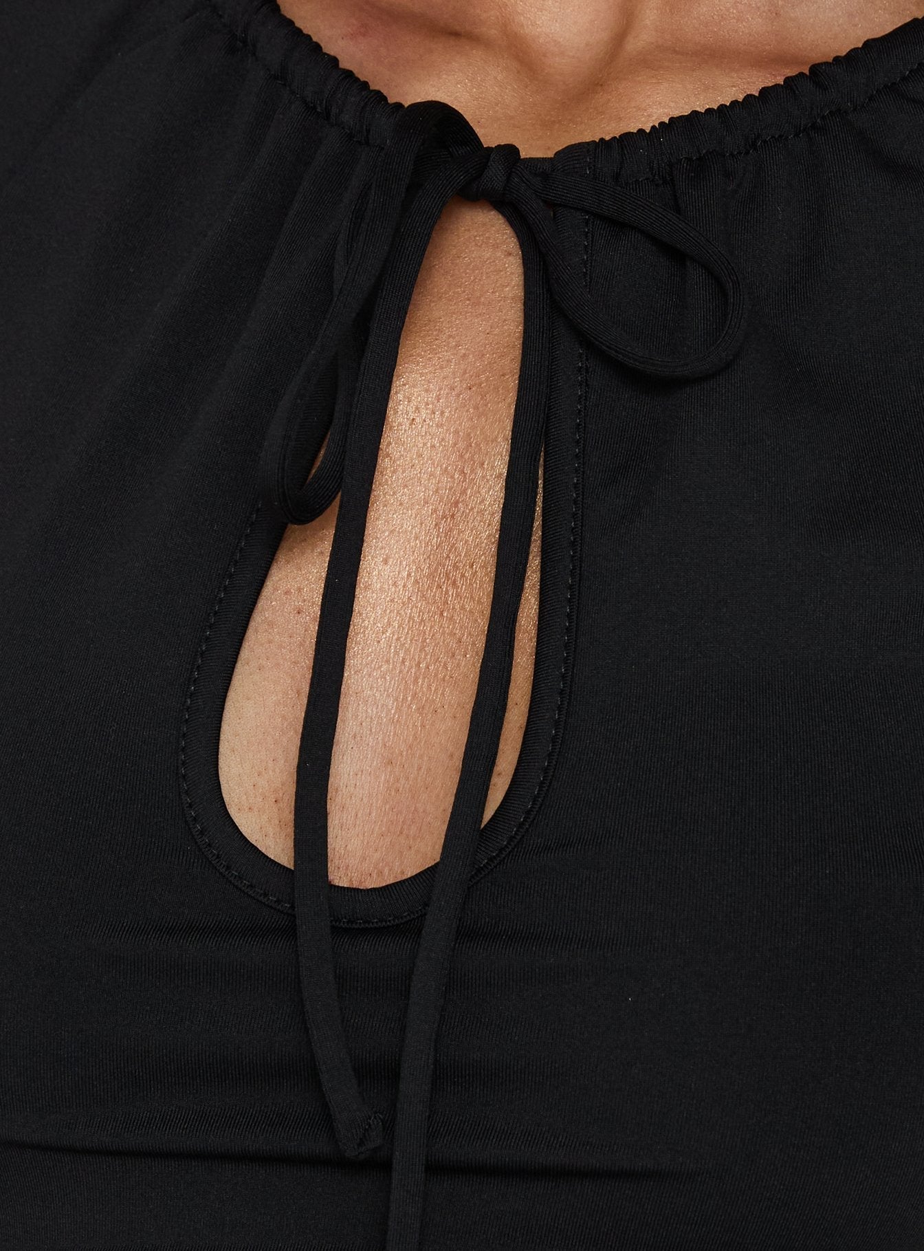 Ivina Keyhole Ruched Scoop Mini Dress Black