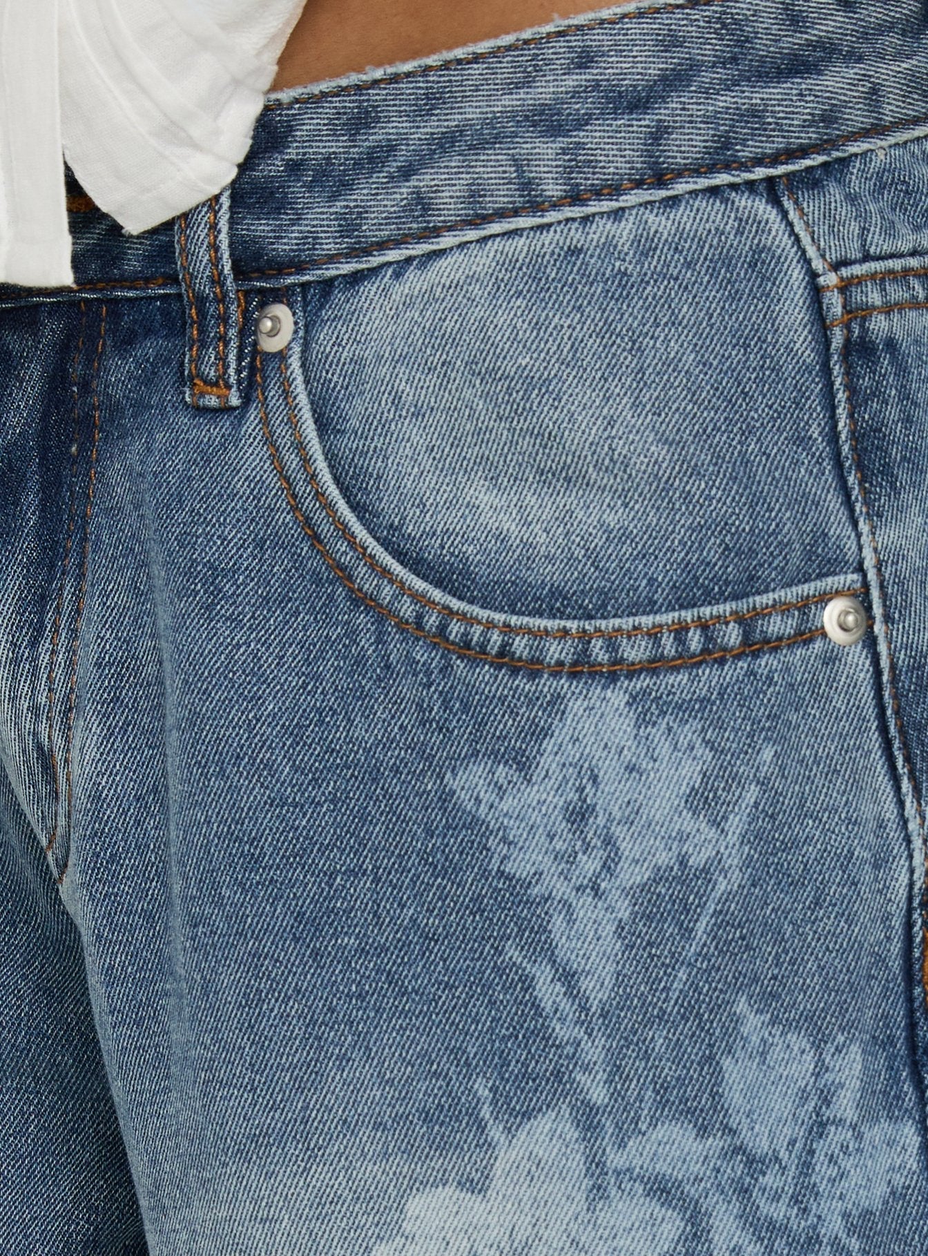 Johnni Floral Printed Low Rise Jeans Mid Wash