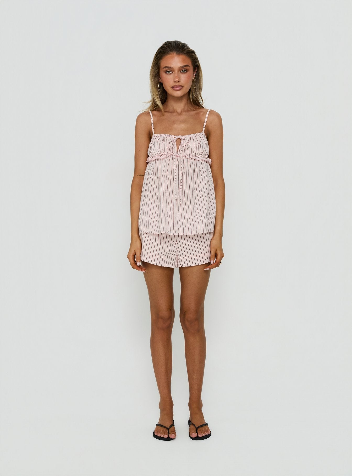 Terza Foldover Micro Shorts Pink Stripe