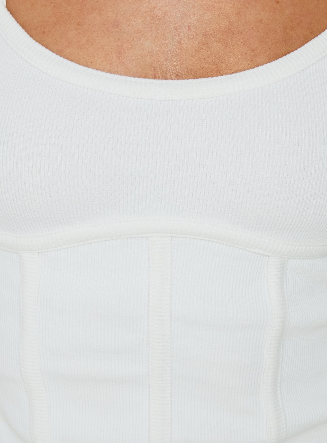 Clarenzia Ribbed Corset Top White