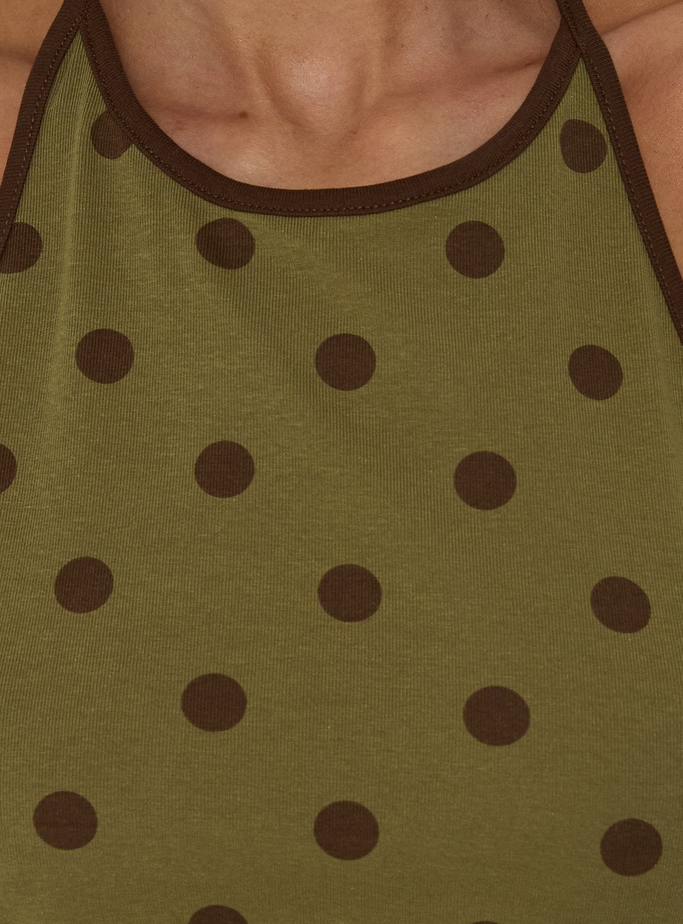 Speranza High Neck Halter Top Green Polka Dot