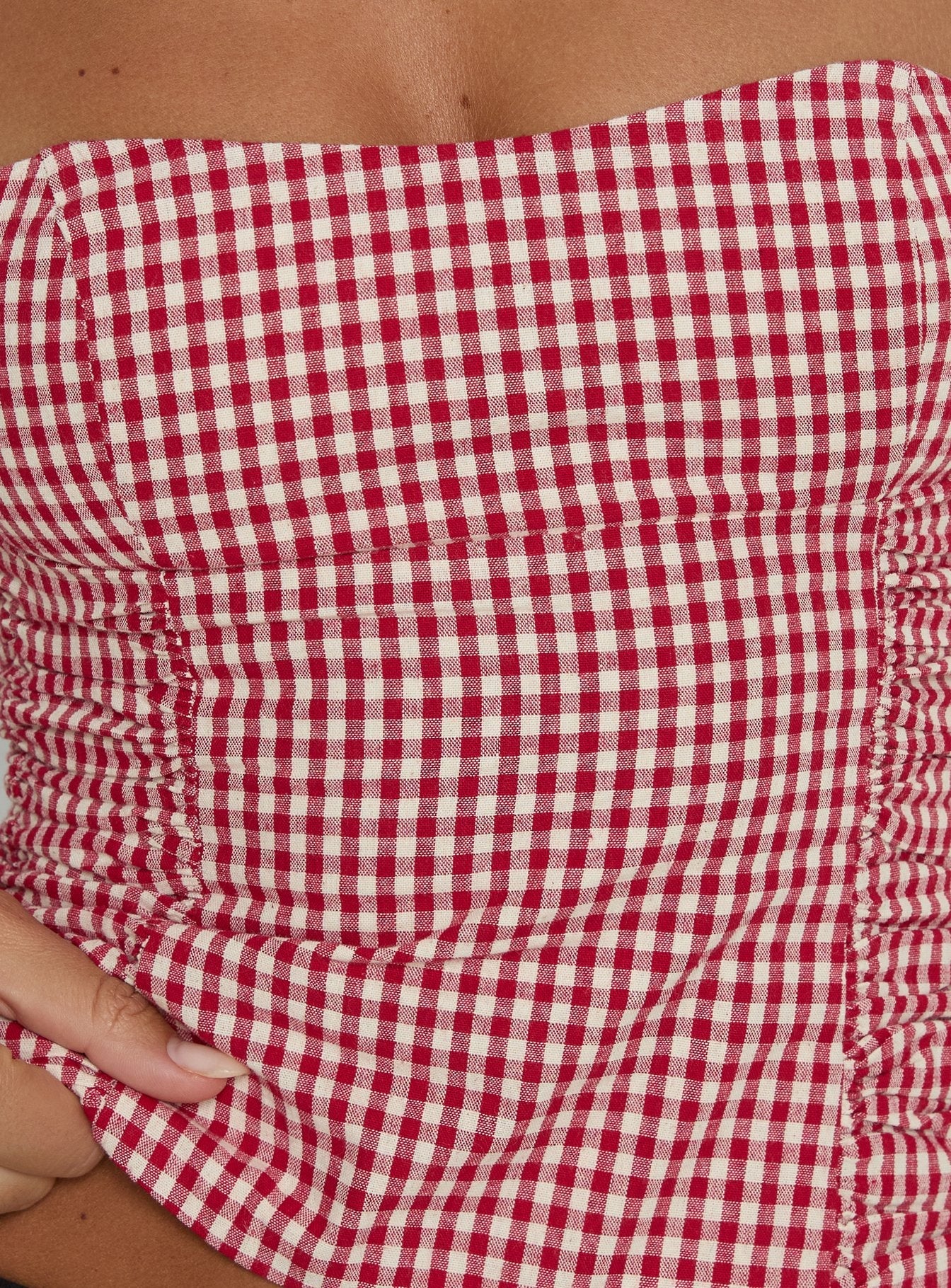 West Coast Love Halter Top Red Gingham