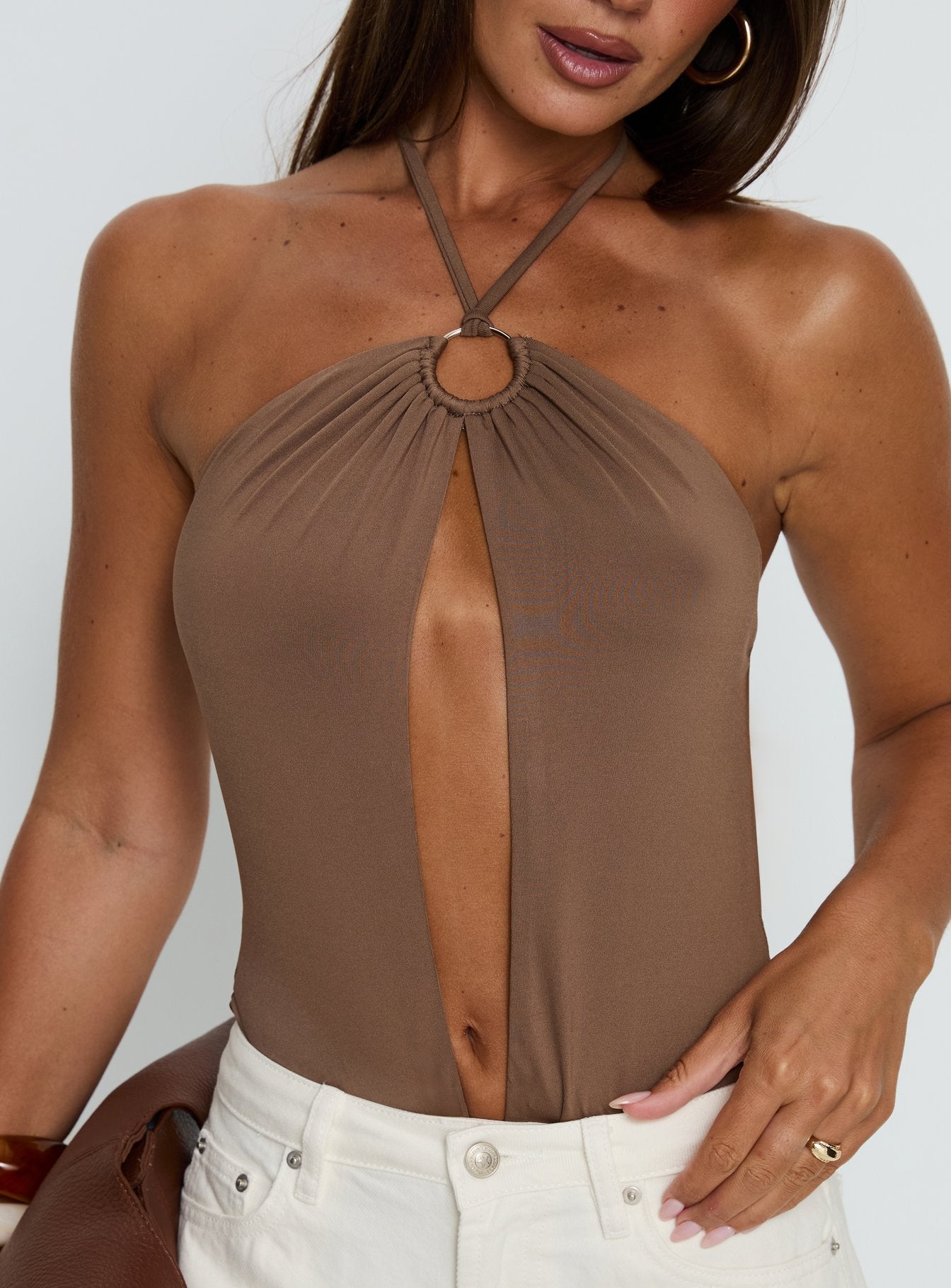 Damiana Cut Out Bodysuit Brown