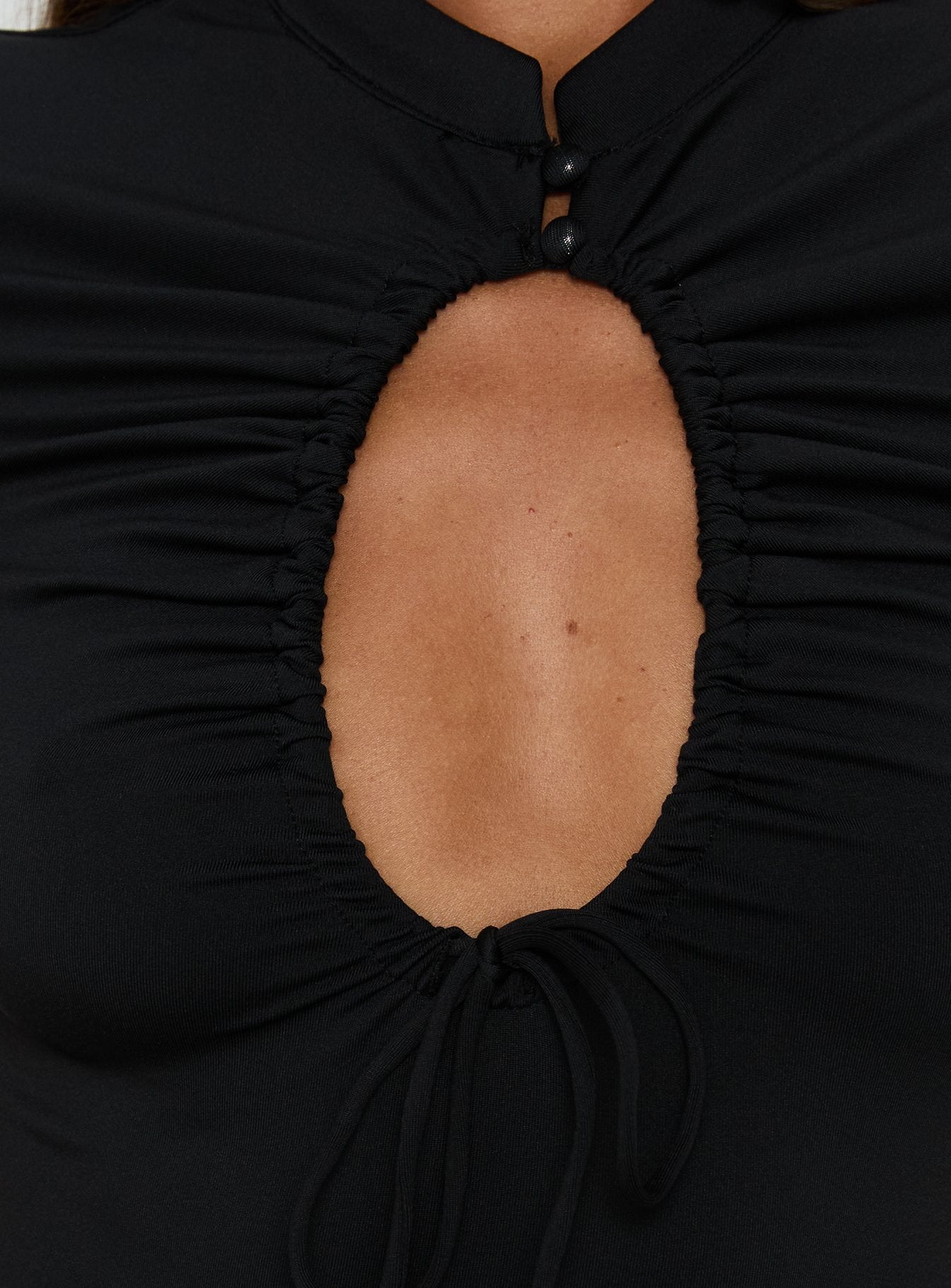 Maeci Ruched Tie Detail Bodysuit Black