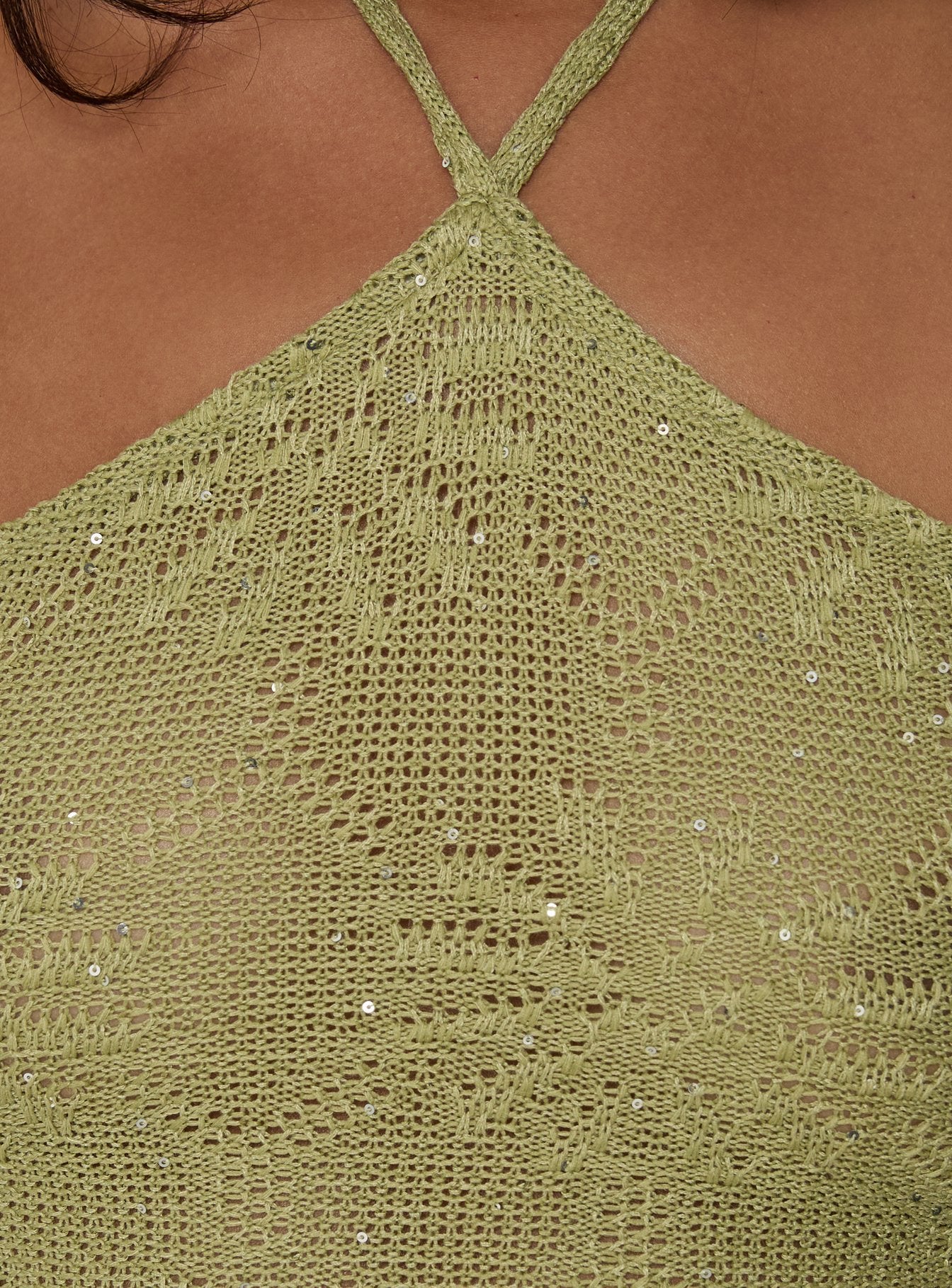 Masina Arrowneck Fringe Detail Top Green