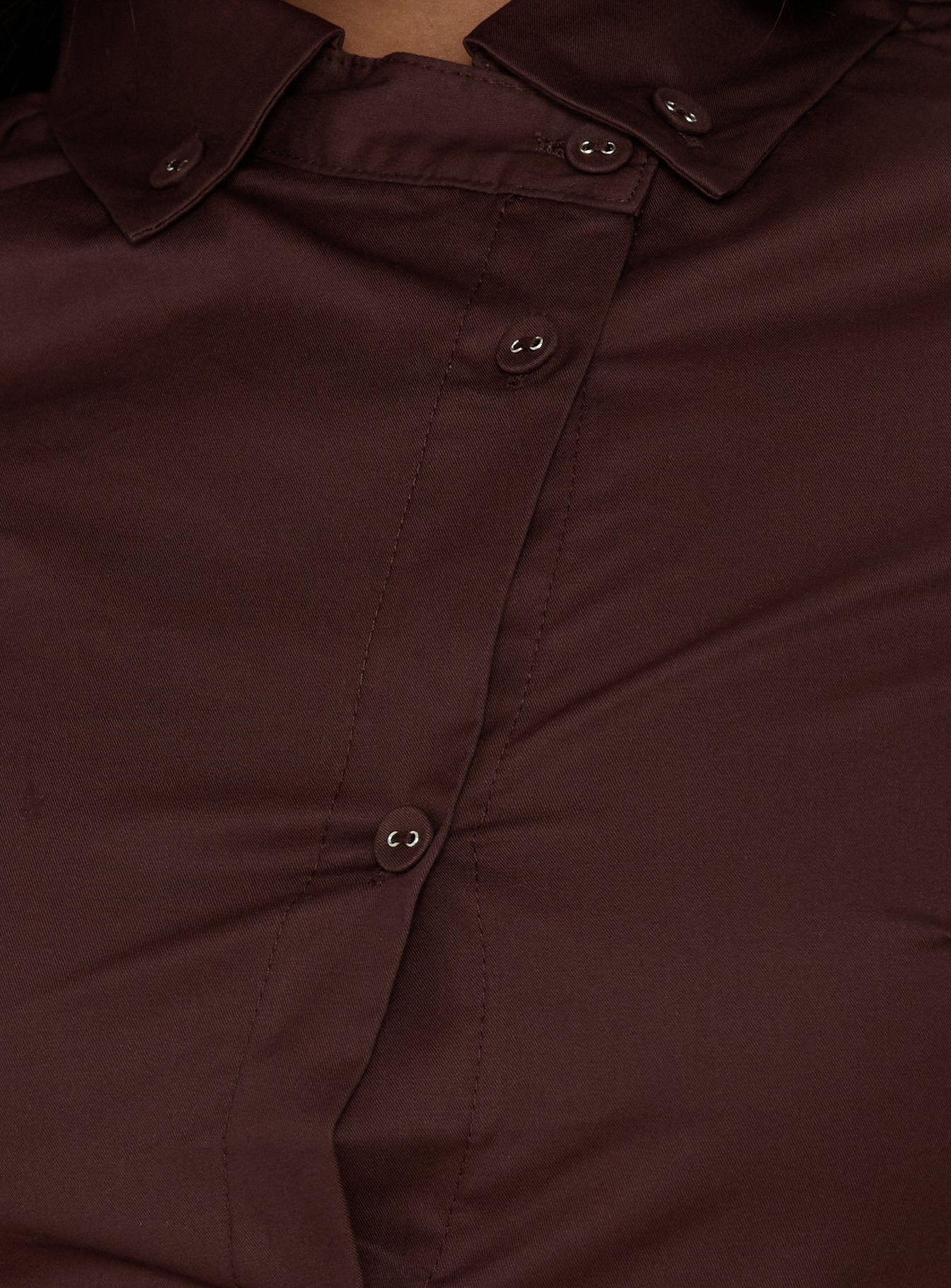 Naomee Asymmetrical Collared Short Sleeve Top Chocolate