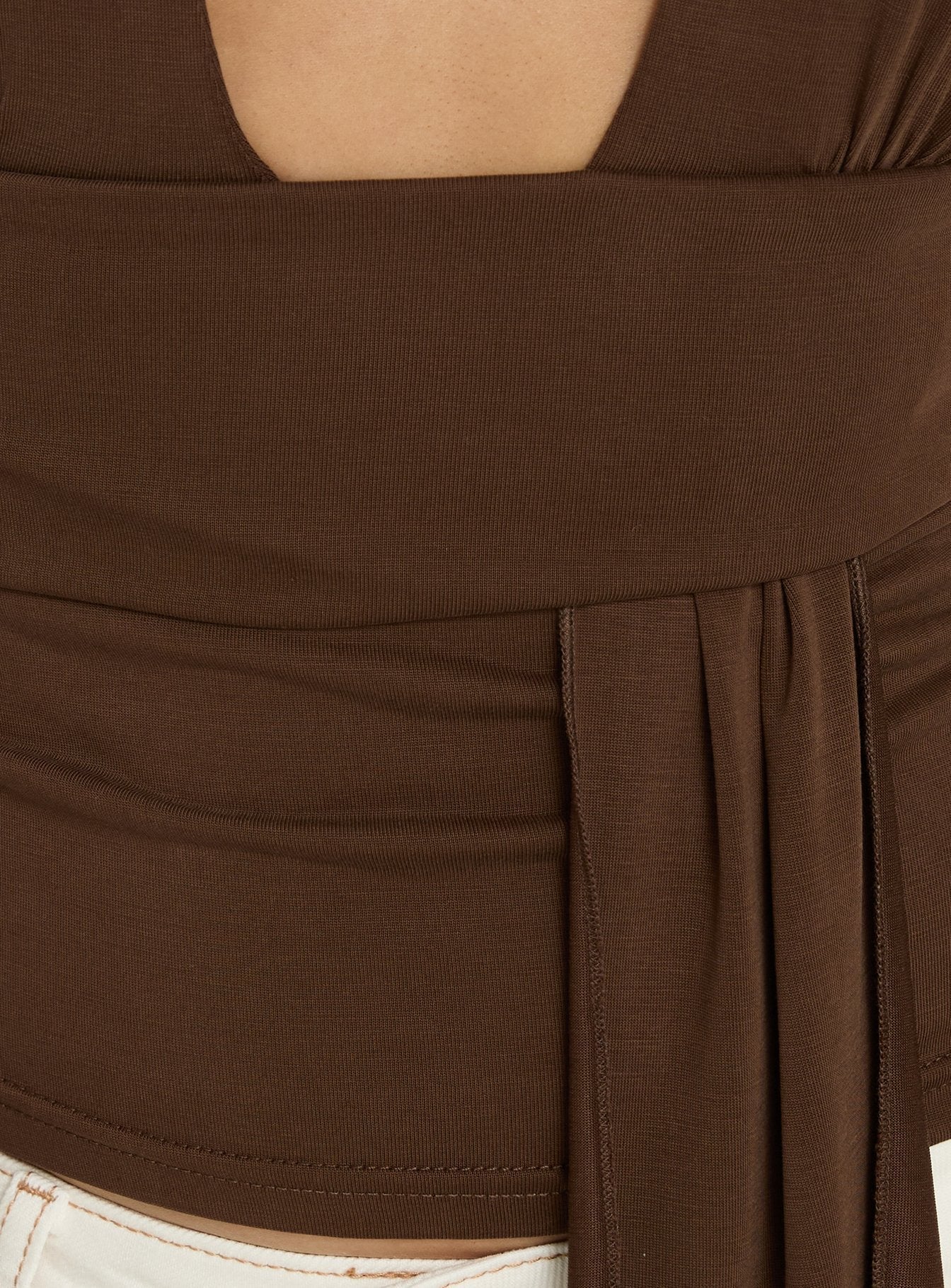 Lahna Waist Draping Halter Top Chocolate