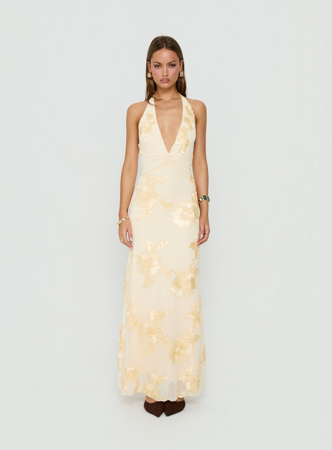 Rousseau Halter Maxi Dress Yellow