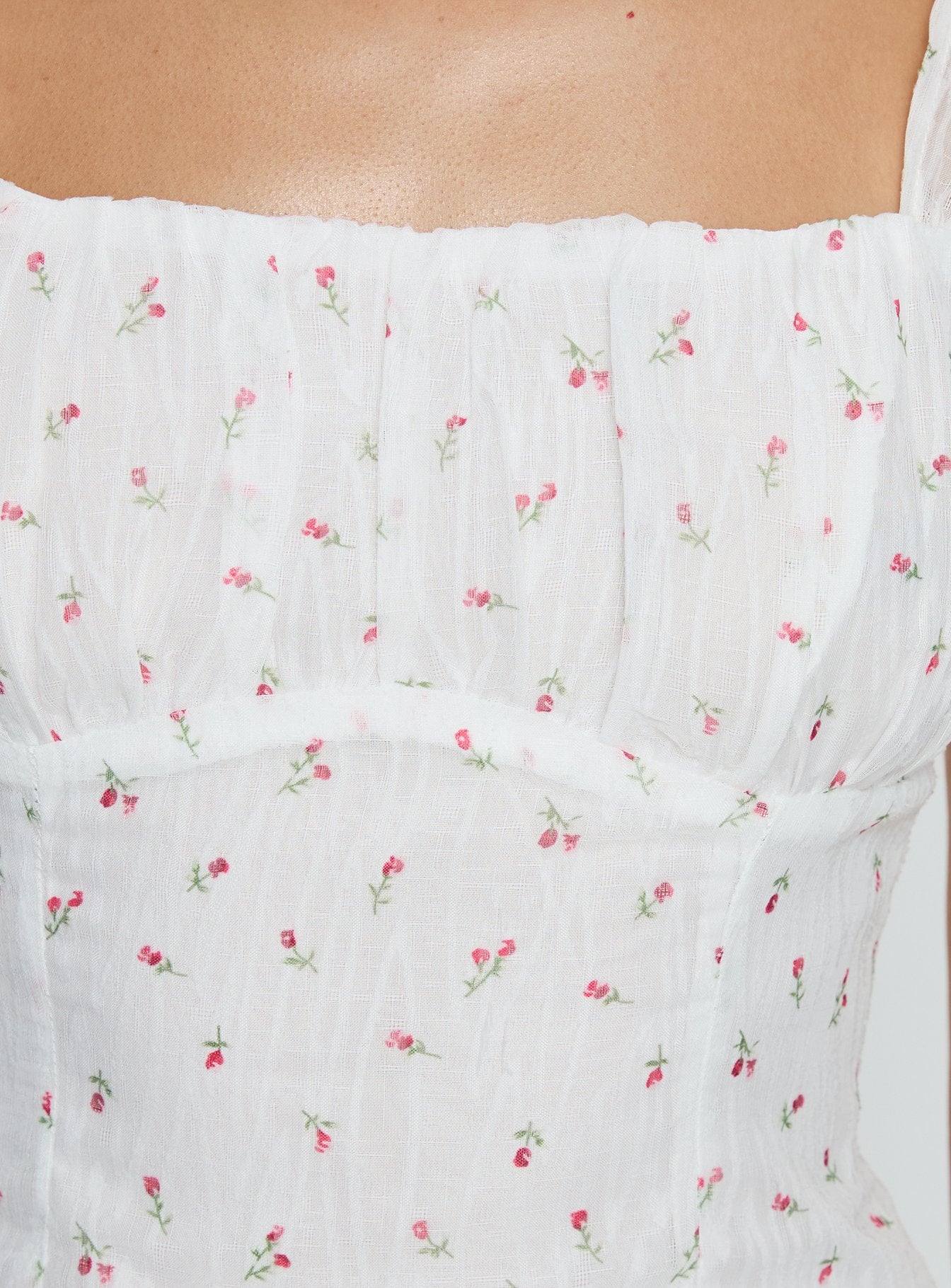 Orvena Square Neck Top White Floral