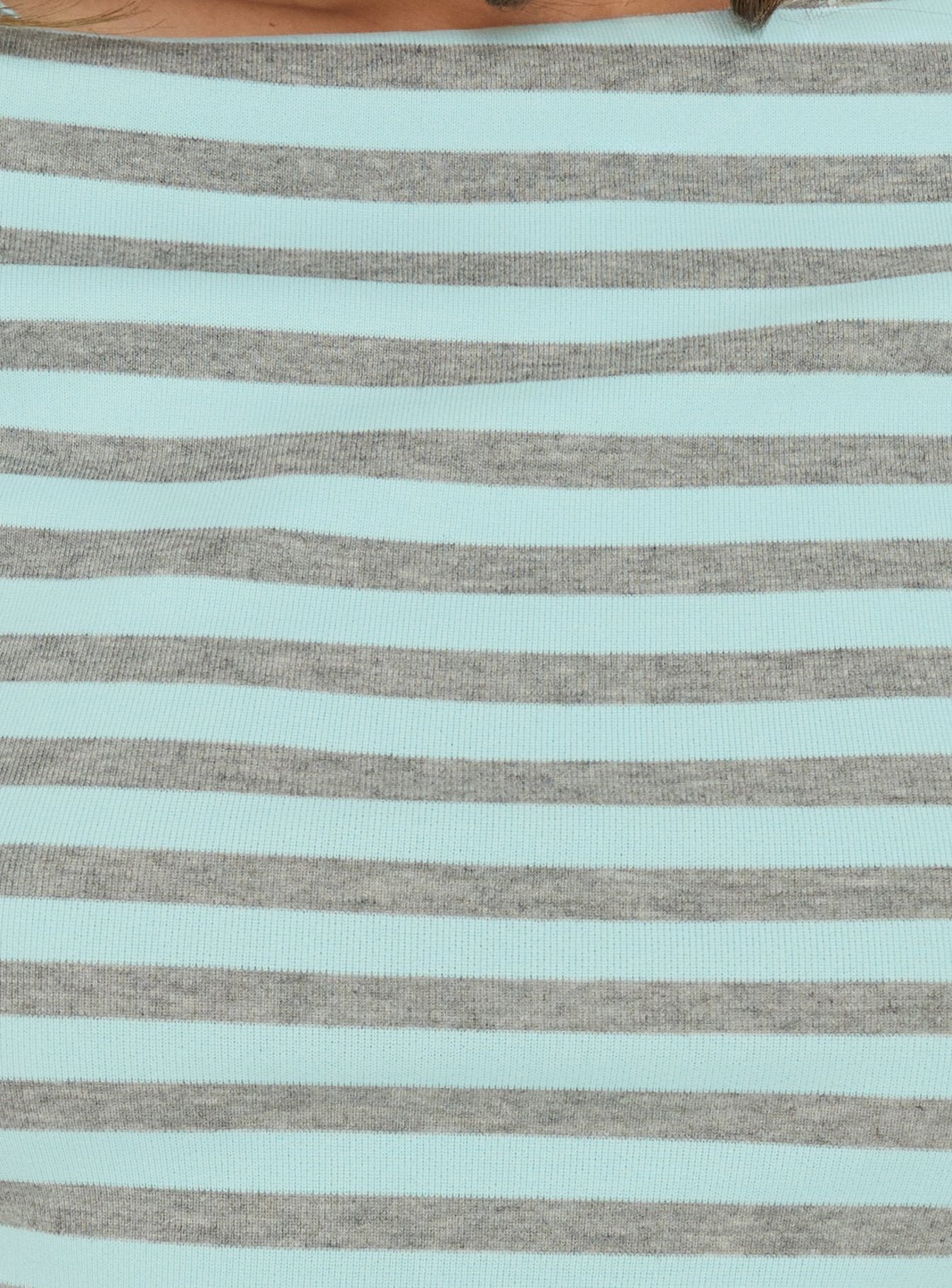 Cecielea Scooped Hem 3/4 Sleeve Top Blue / Grey Stripe