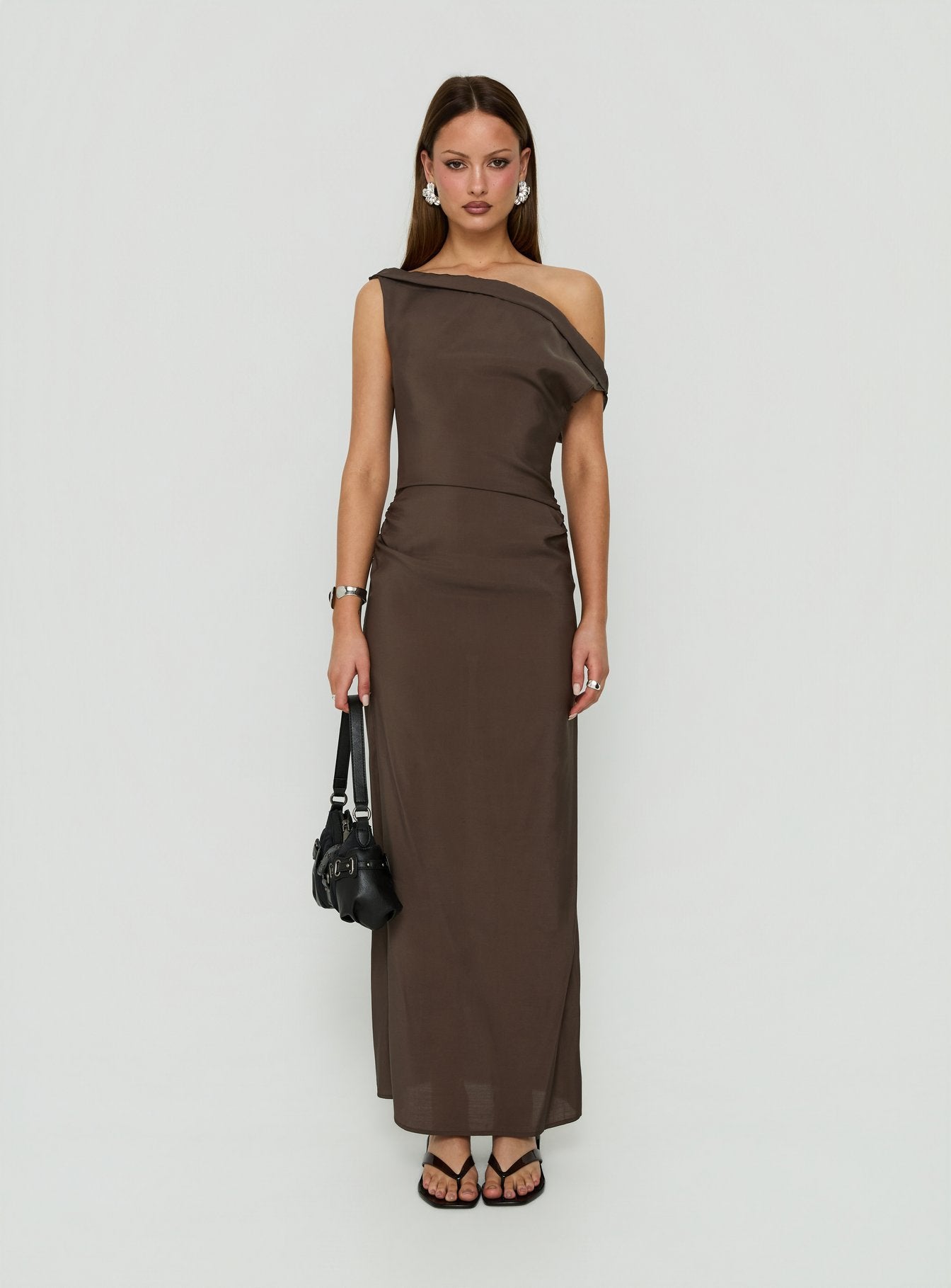 Sweetheart Off Shoulder Maxi Dress Chocolate