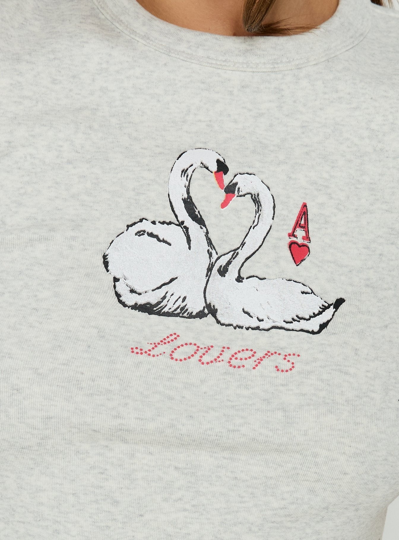 Swan Dance Graphic Baby Tee Grey Marle