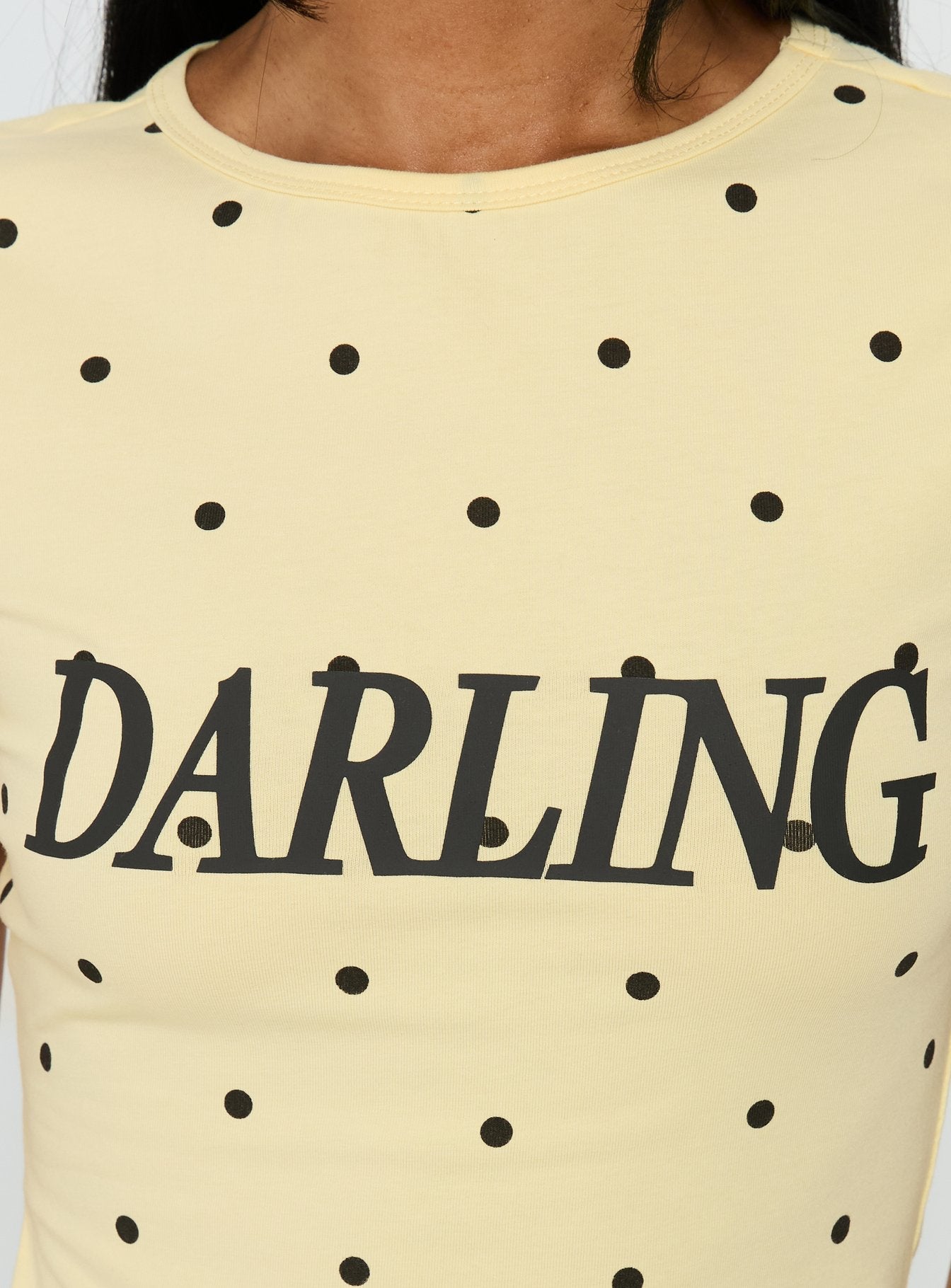 Darling Girl Graphic Top Yellow Polka Dot