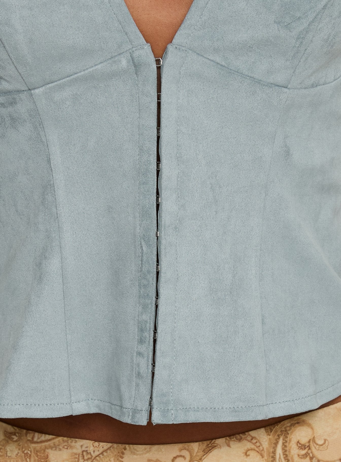 Dalyah Faux Suede Halter Top Soft Blue