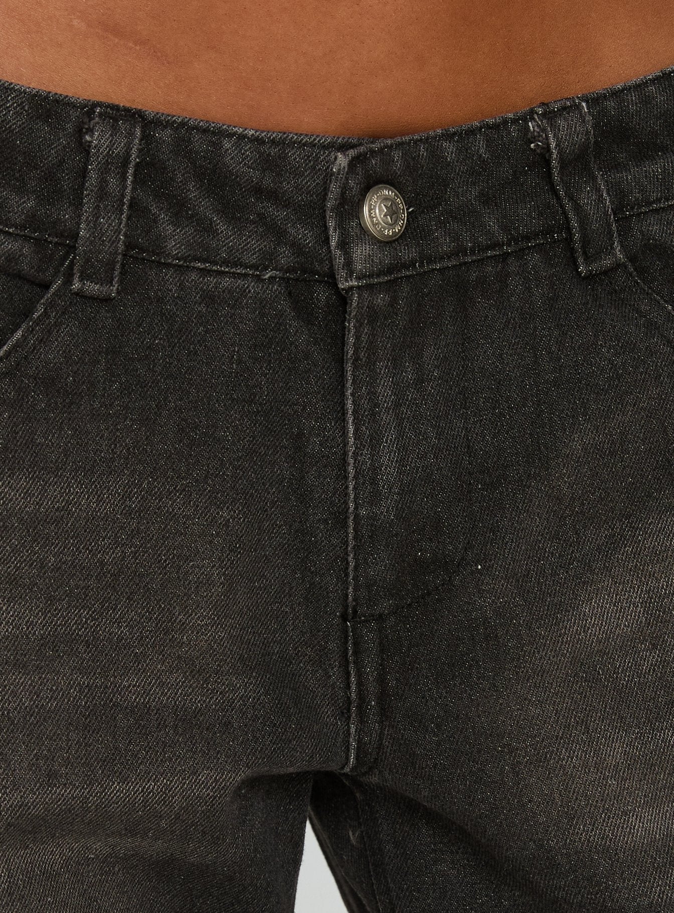 Korinne Low Rise Baggy Jeans Washed Charcoal
