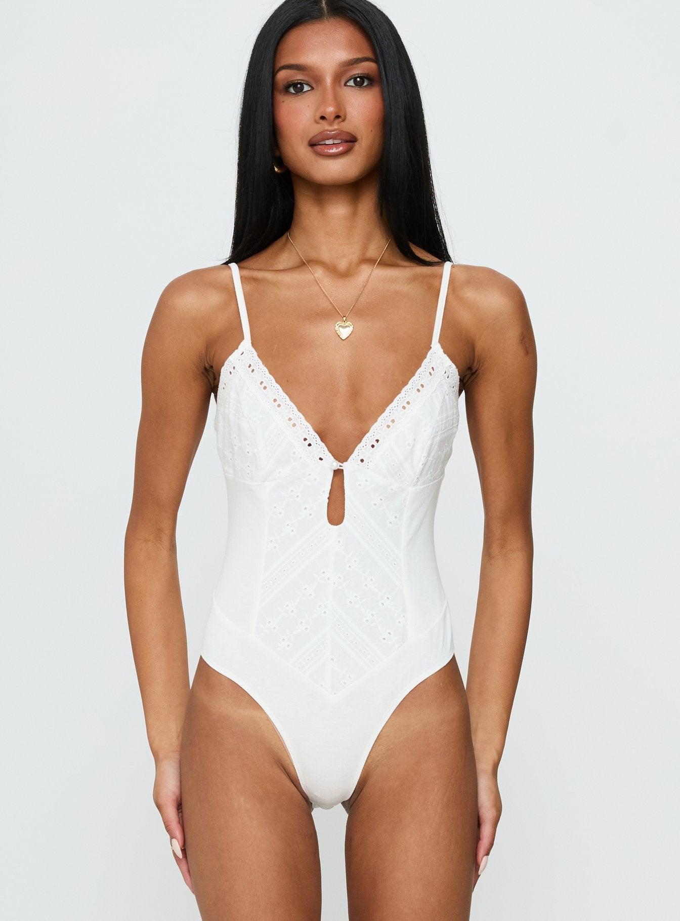 Nerisse Keyhole Bodysuit White