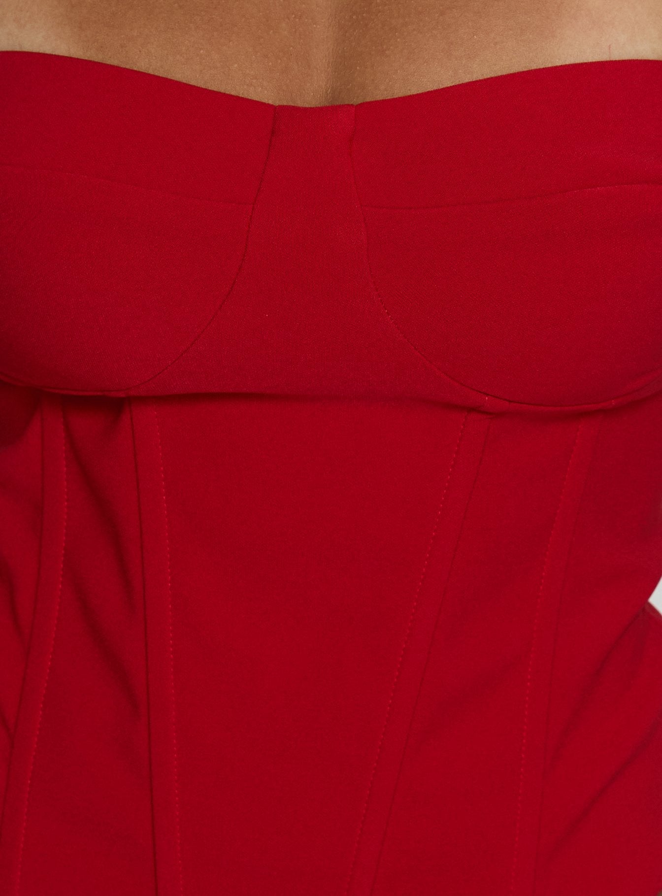 Chevon Strapless Corset Top Red