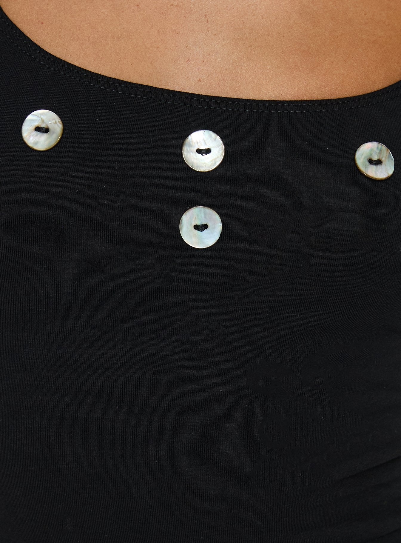 Lysandra Button Halter Top Black