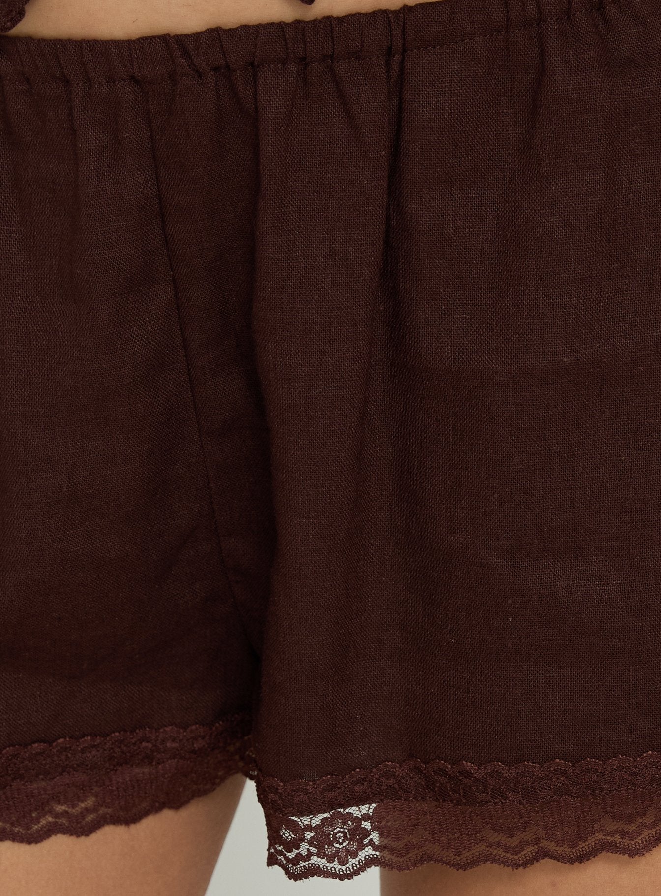 Cloud Crush Linen Shorts Chocolate
