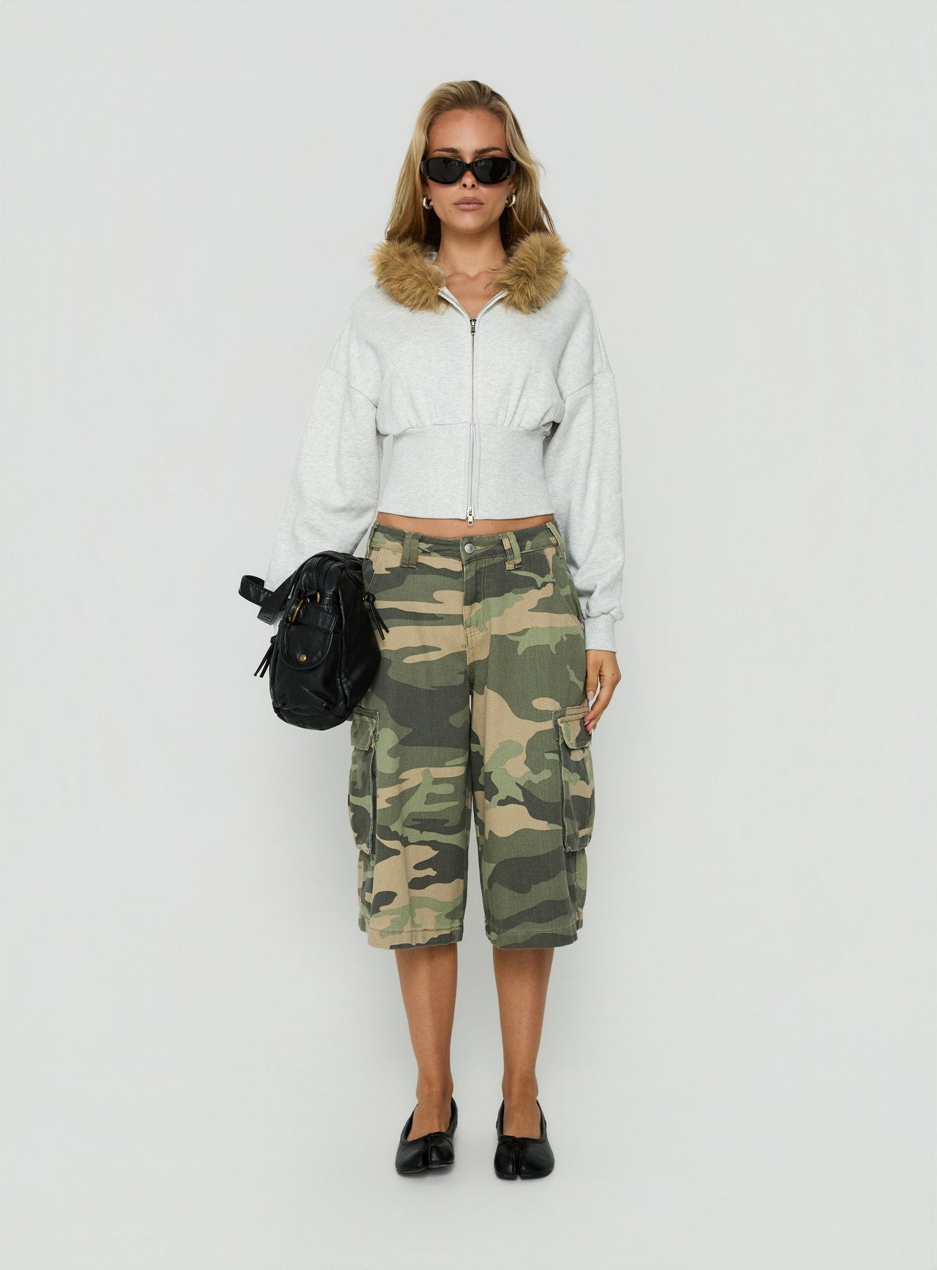 Ramonda Faux Fur Hooded Jumper Grey Marle
