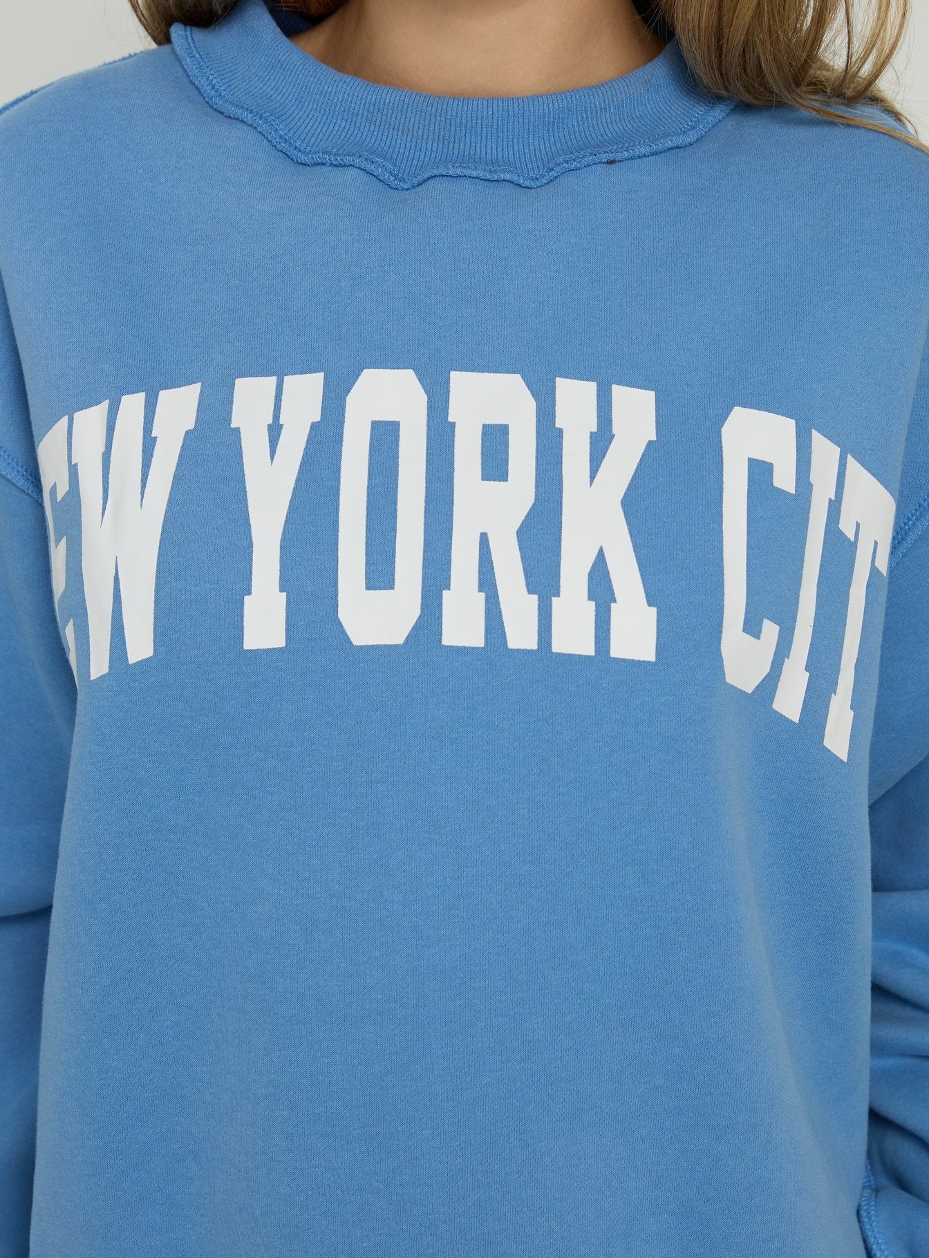 When In New York City Oversized Jumper Blue