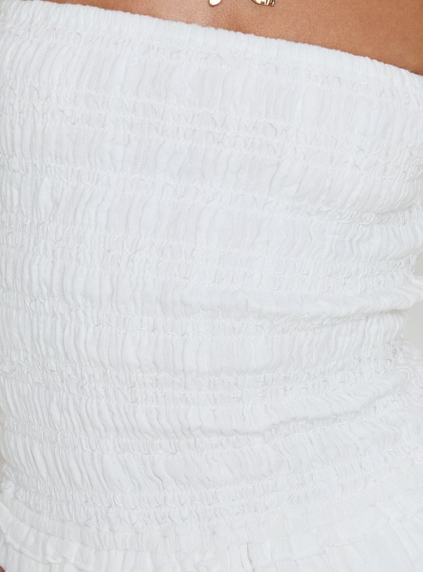 Ayanni Shirred Strapless Mini Playsuit White