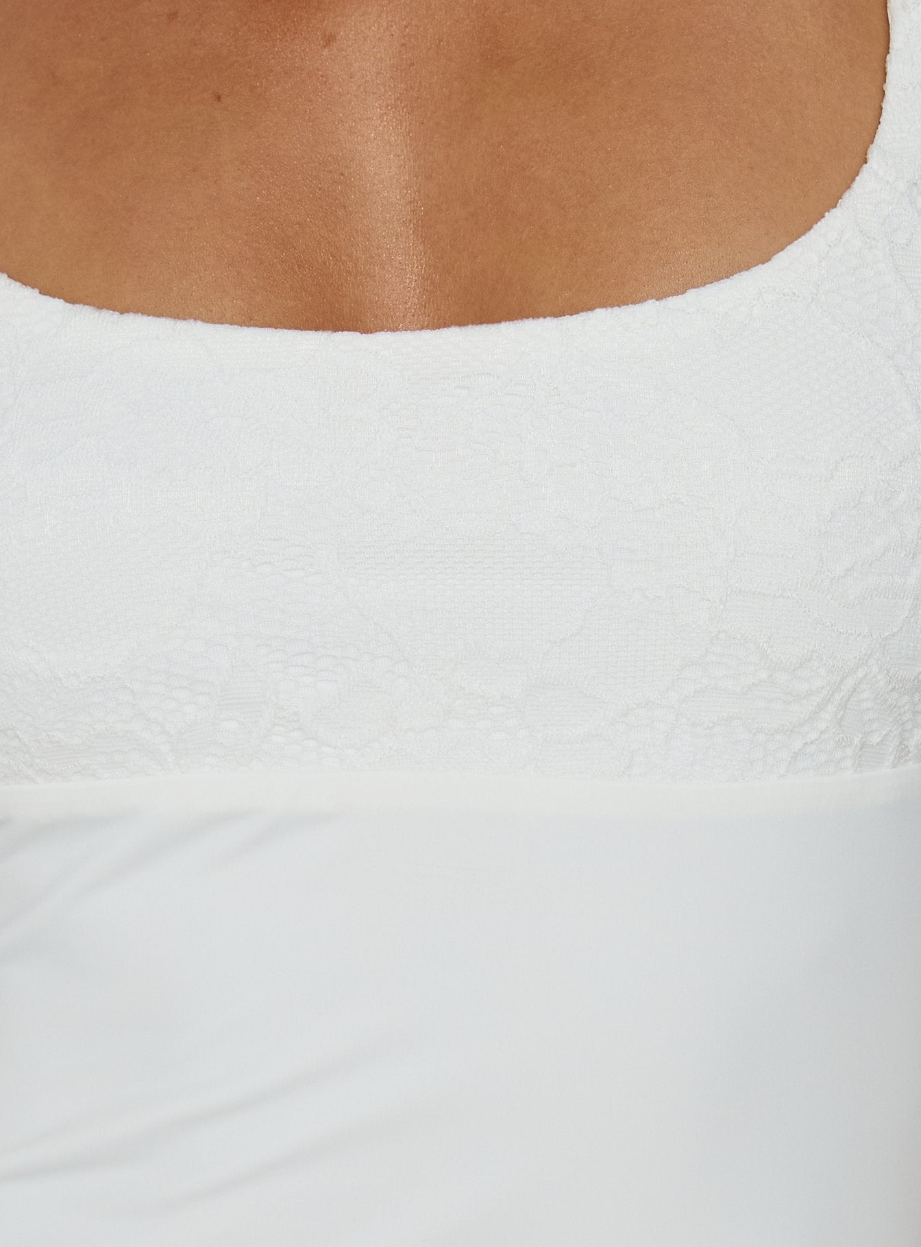 Zenaide Lace Detail Halter Tank Top White