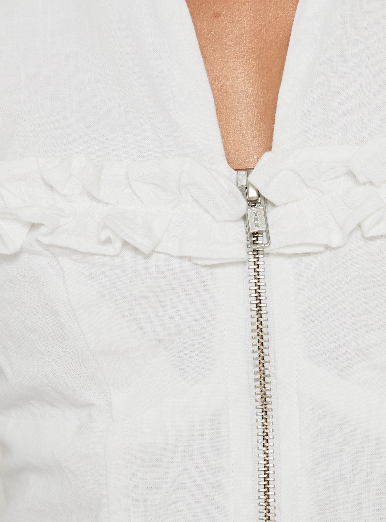 Pammi Frill Halter Zip Through Top White