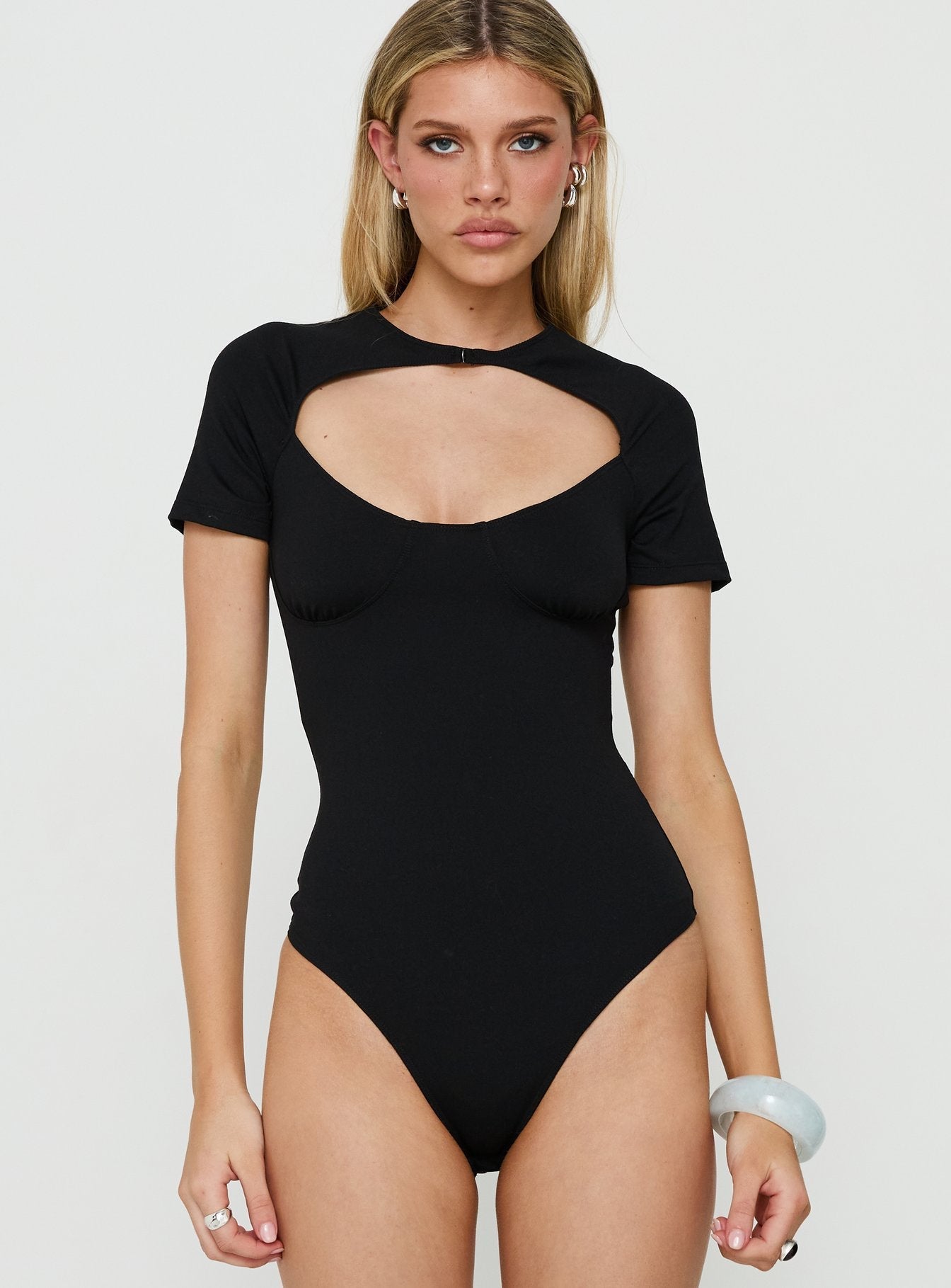 Giallo Solid Bodysuit Black