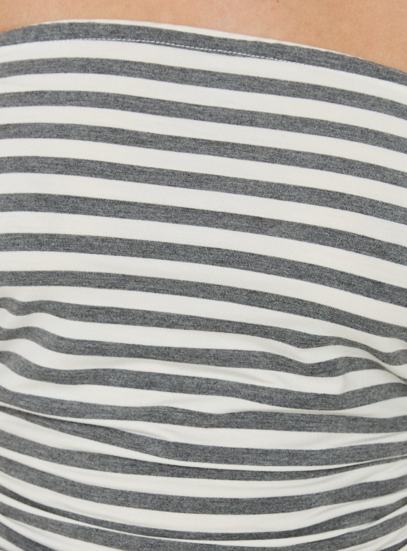 Laynuh Strapless Ruched Mini Dress Grey / White Stripe
