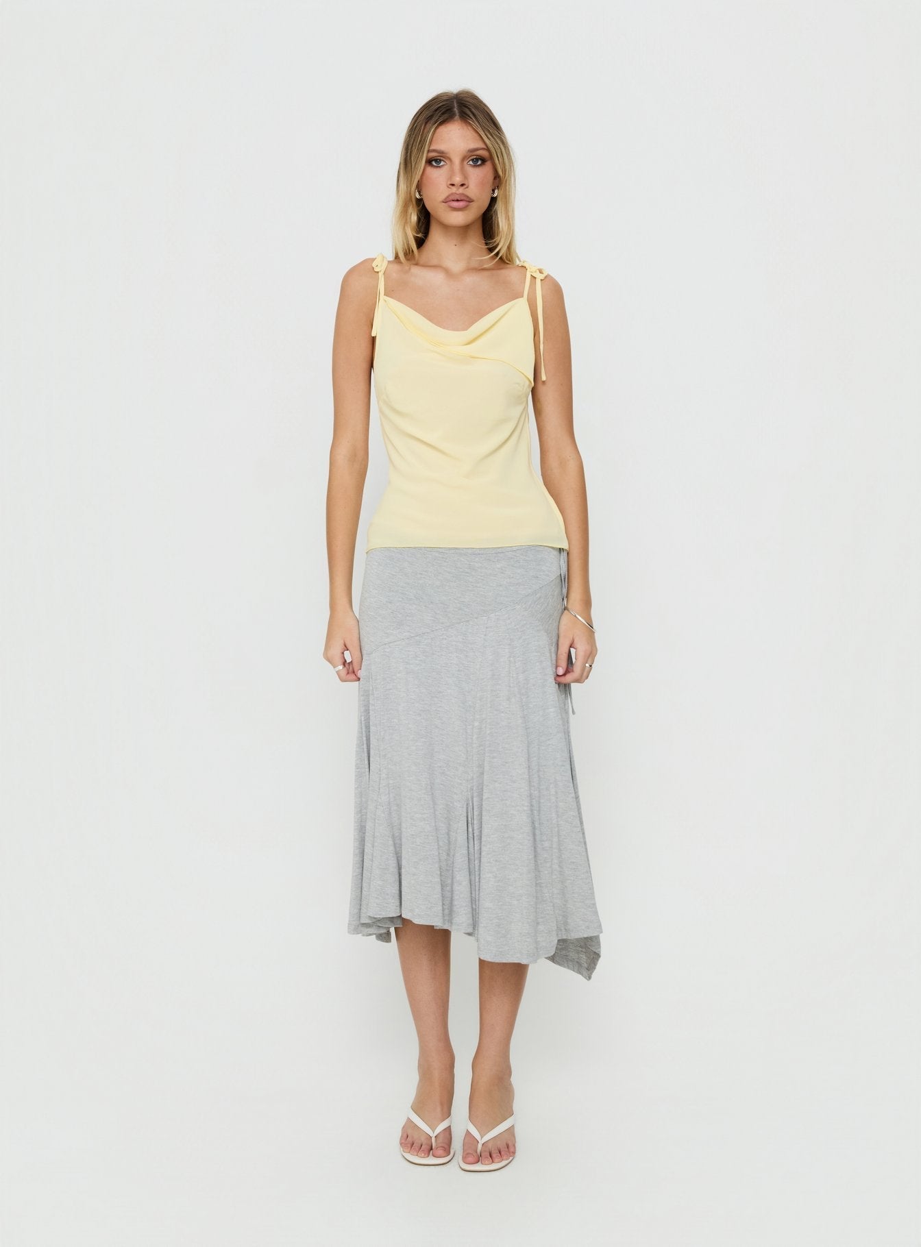 Malkah Tie Sleeve Foldover Top Yellow