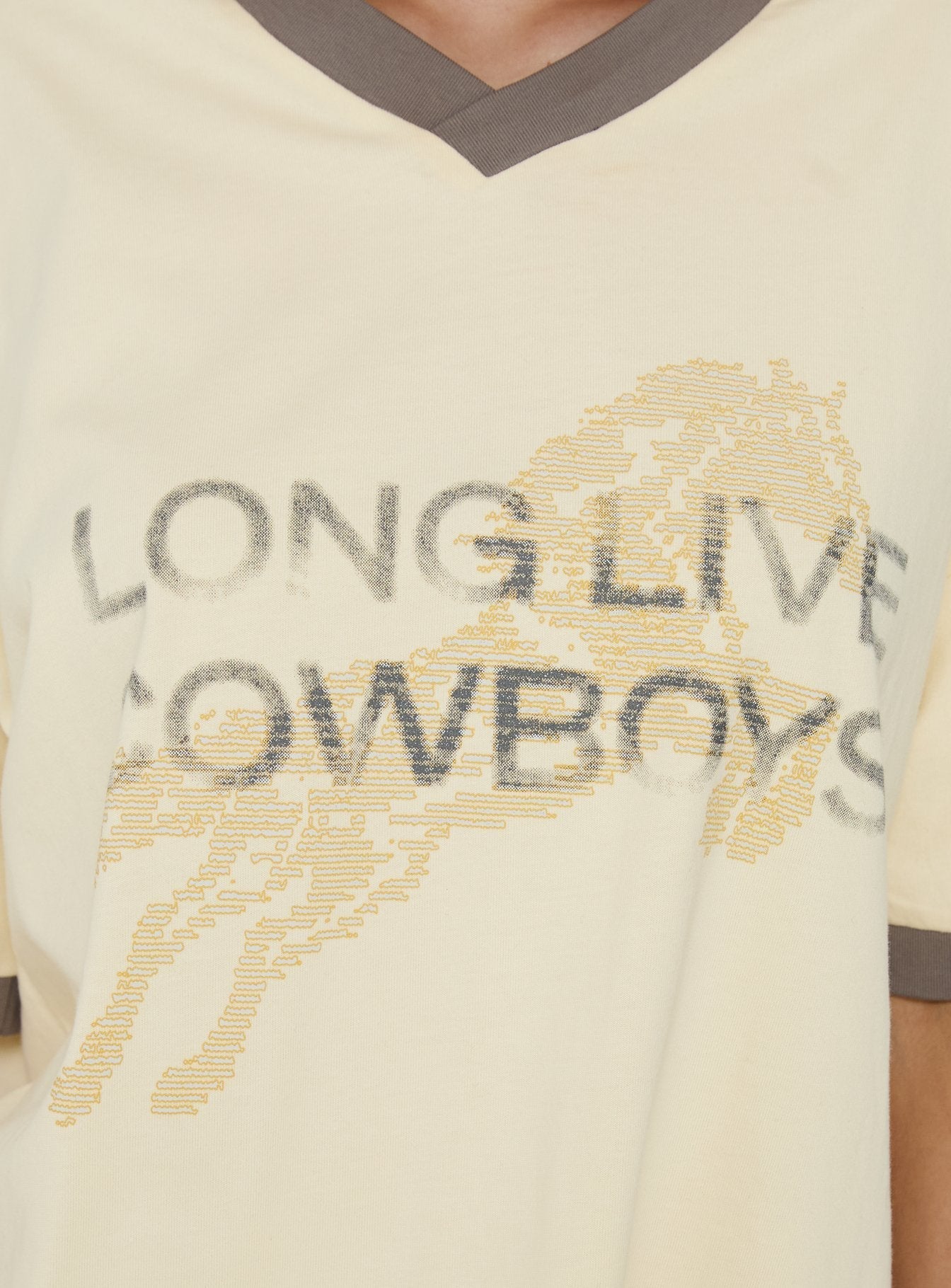 Long Live Cowboys V Neck Tee Butter