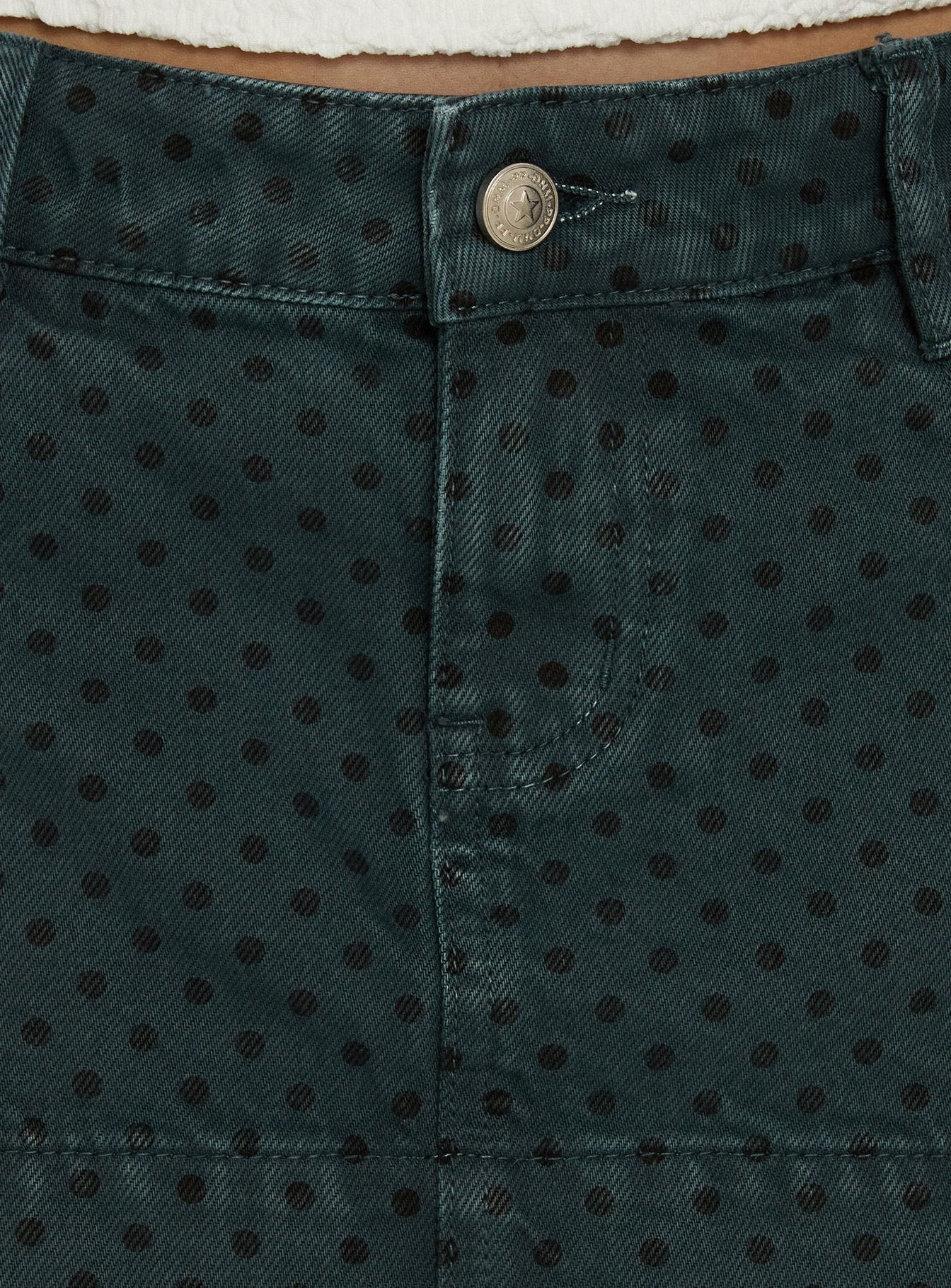 Warna Low Rise Denim Mini Skirt Polka Dot