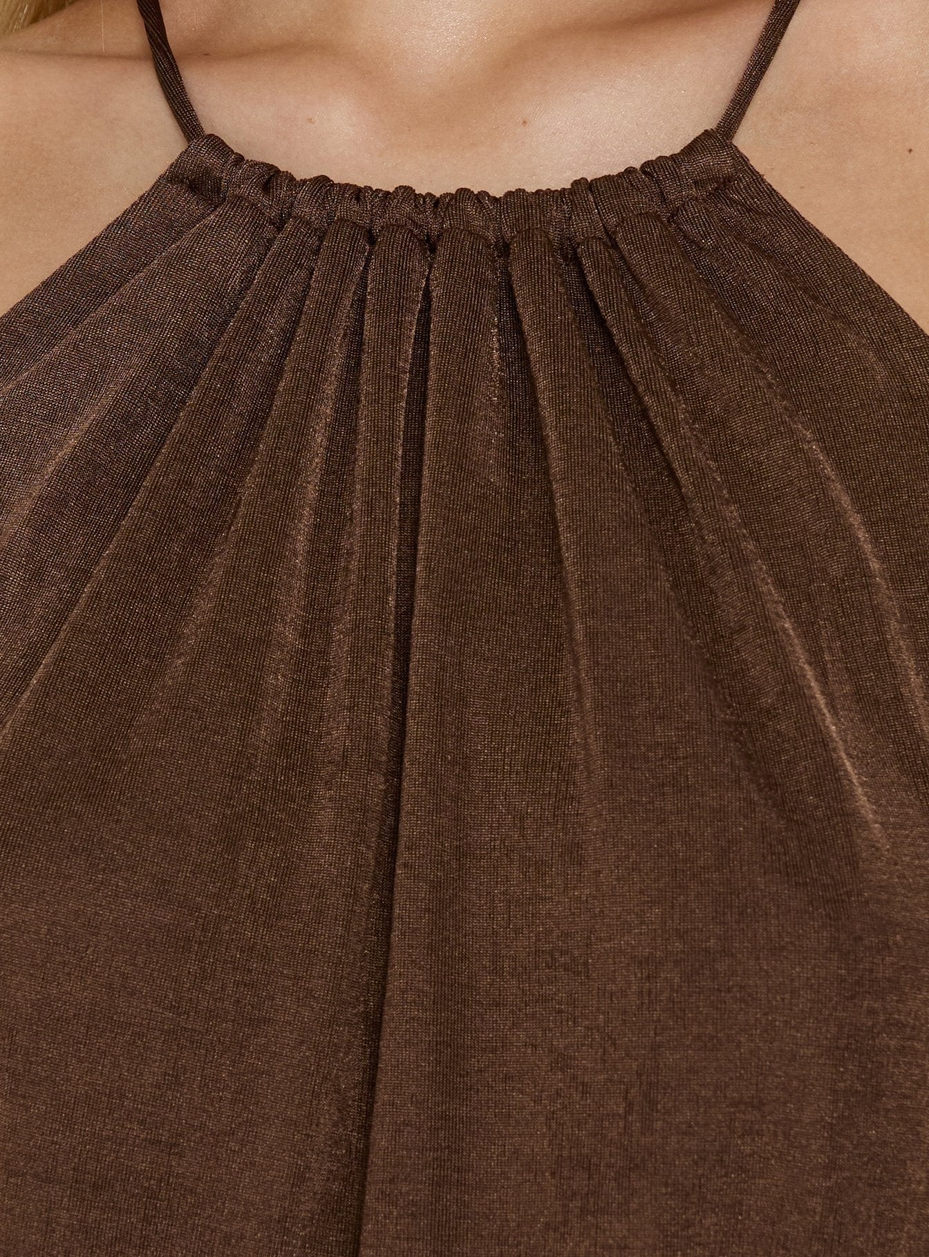 Somilla Ruched Halter Mini Dress Chocolate