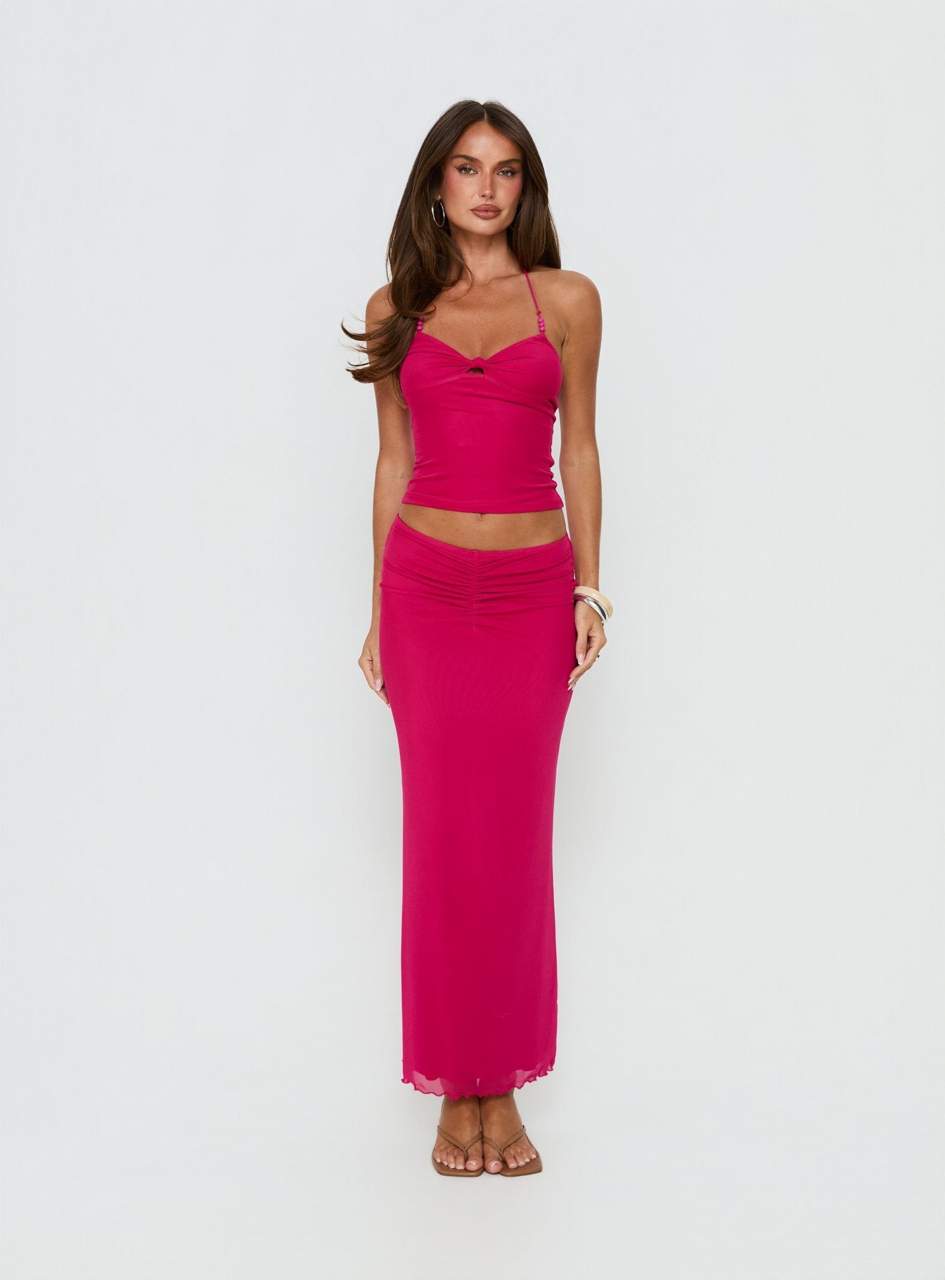 Jailon Twist Detail Halter Top Guava