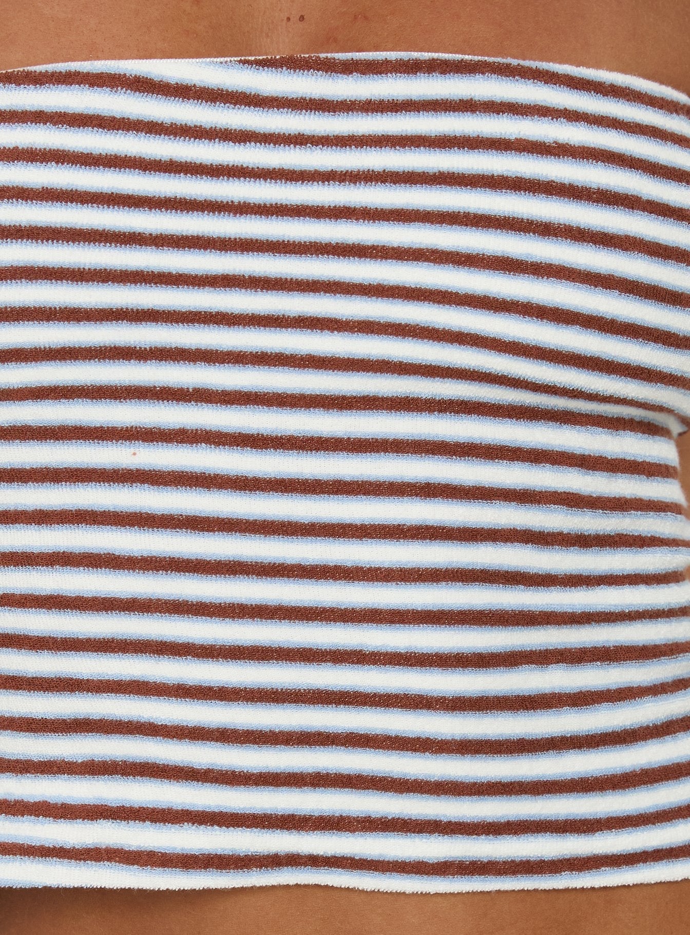 Wild Guess Strapless Top Brown / Blue Stripe