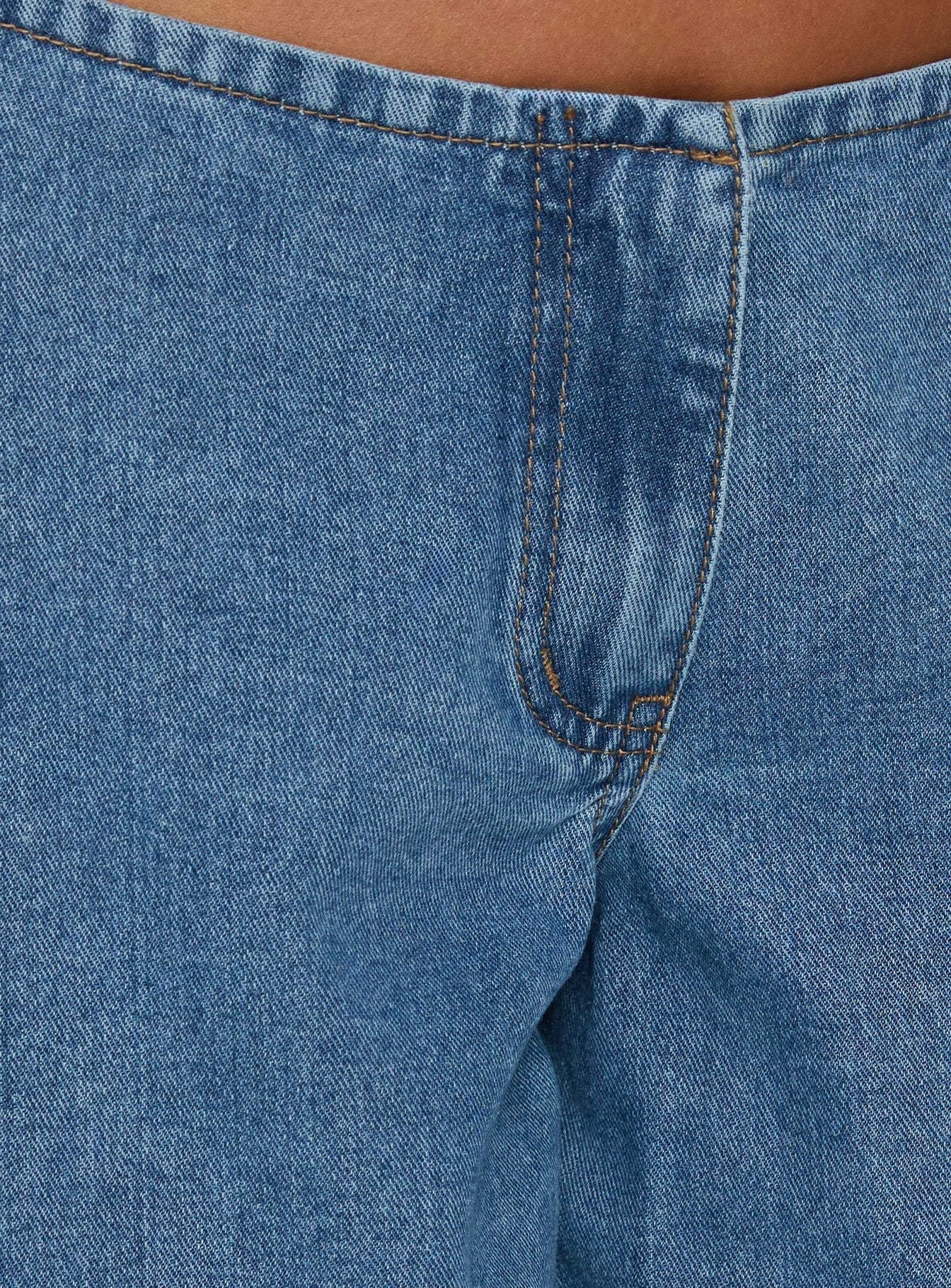 Hereos Mid Rise Baggy Leg Jeans Bright Blue Wash