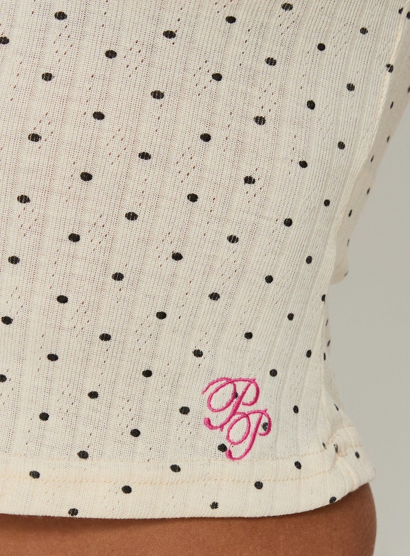 By Nightfall Pointelle Sleep Tank Top Cream Polka Dot