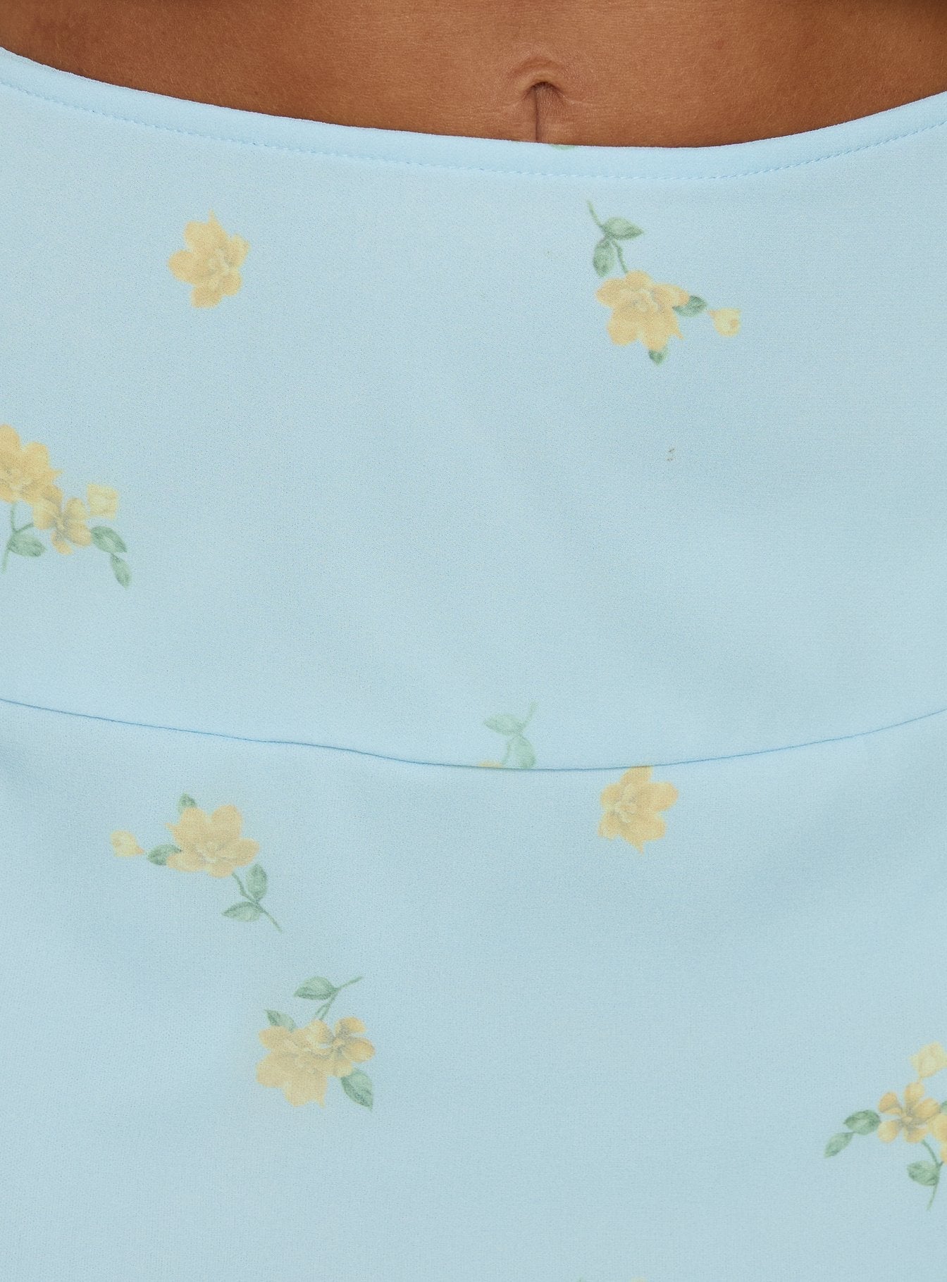 Daphene Asymmetrical Midi Skirt Blue Floral