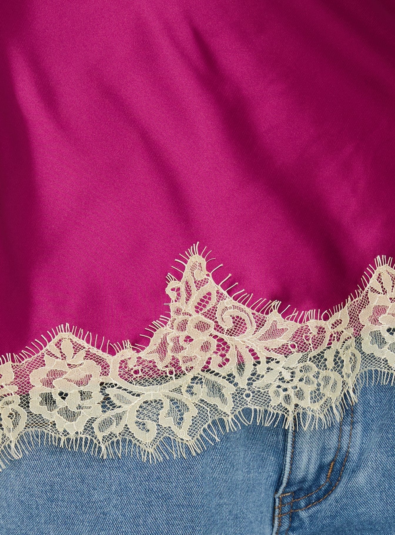 Fiorelle Strapless Lace Trim Satin Top Berry / Lemon