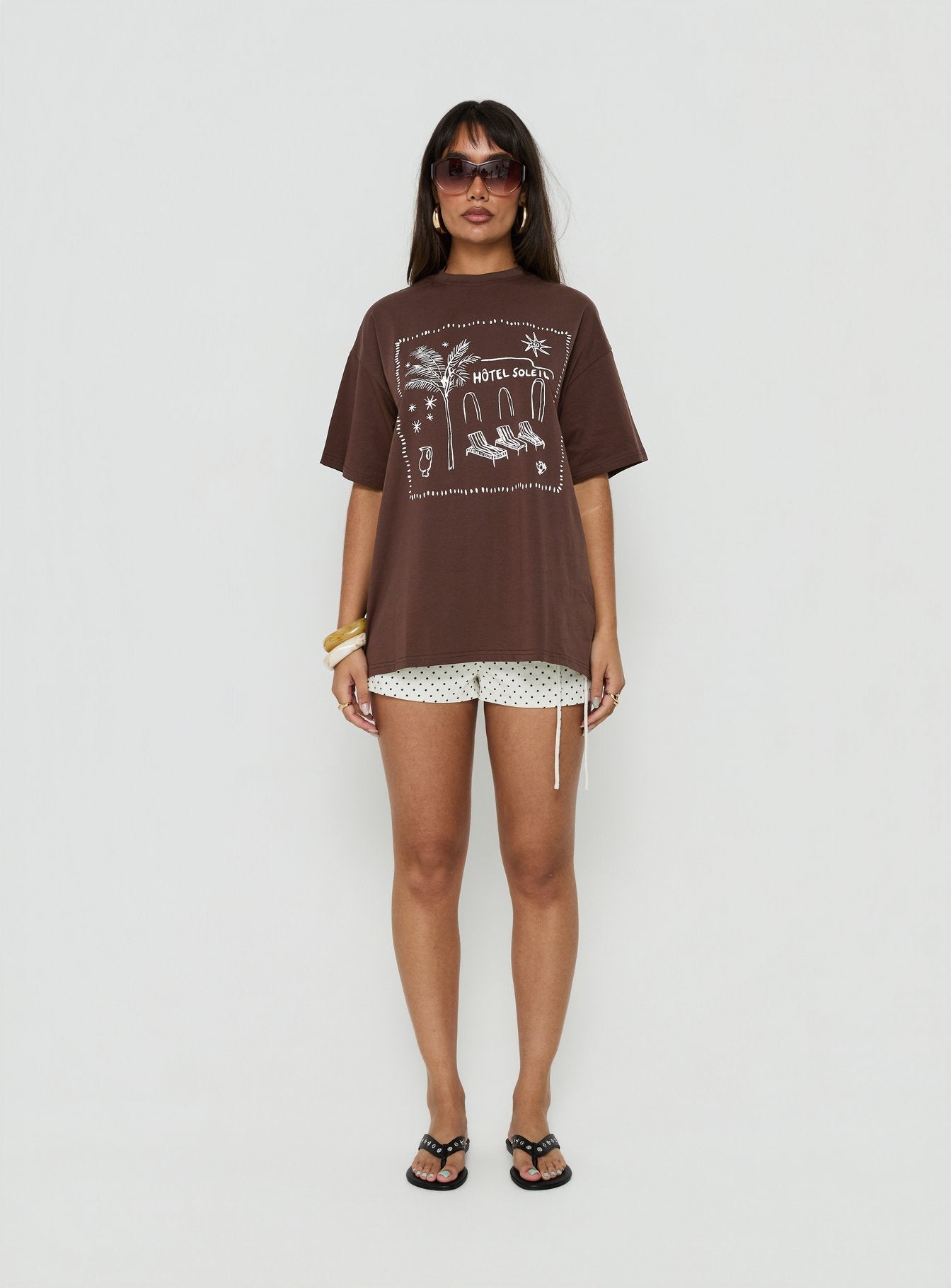 Hotel Sole Oversized Graphic Tee Brown