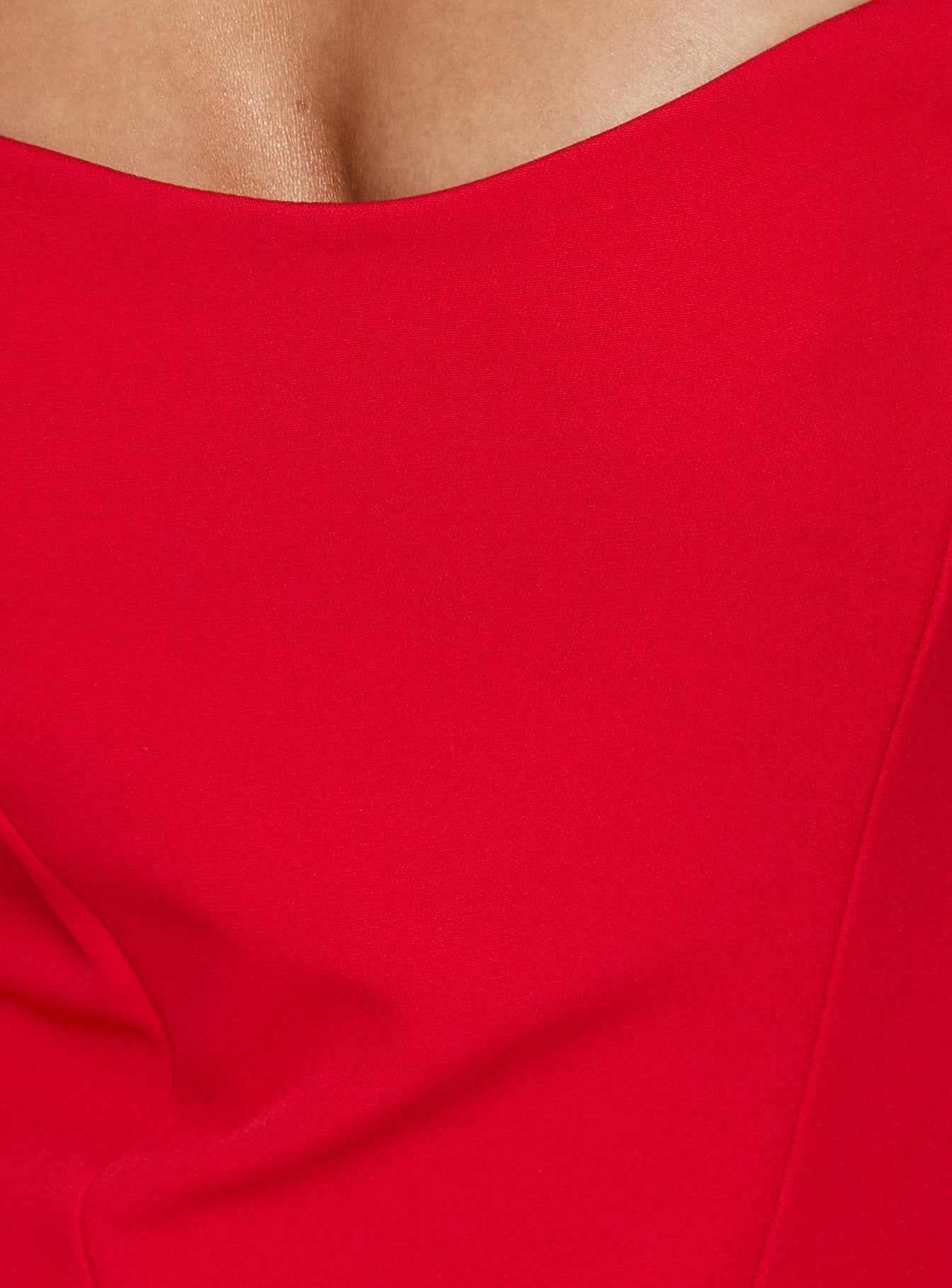Delmina Strapless Drop Waist Satin Mini Dress Red