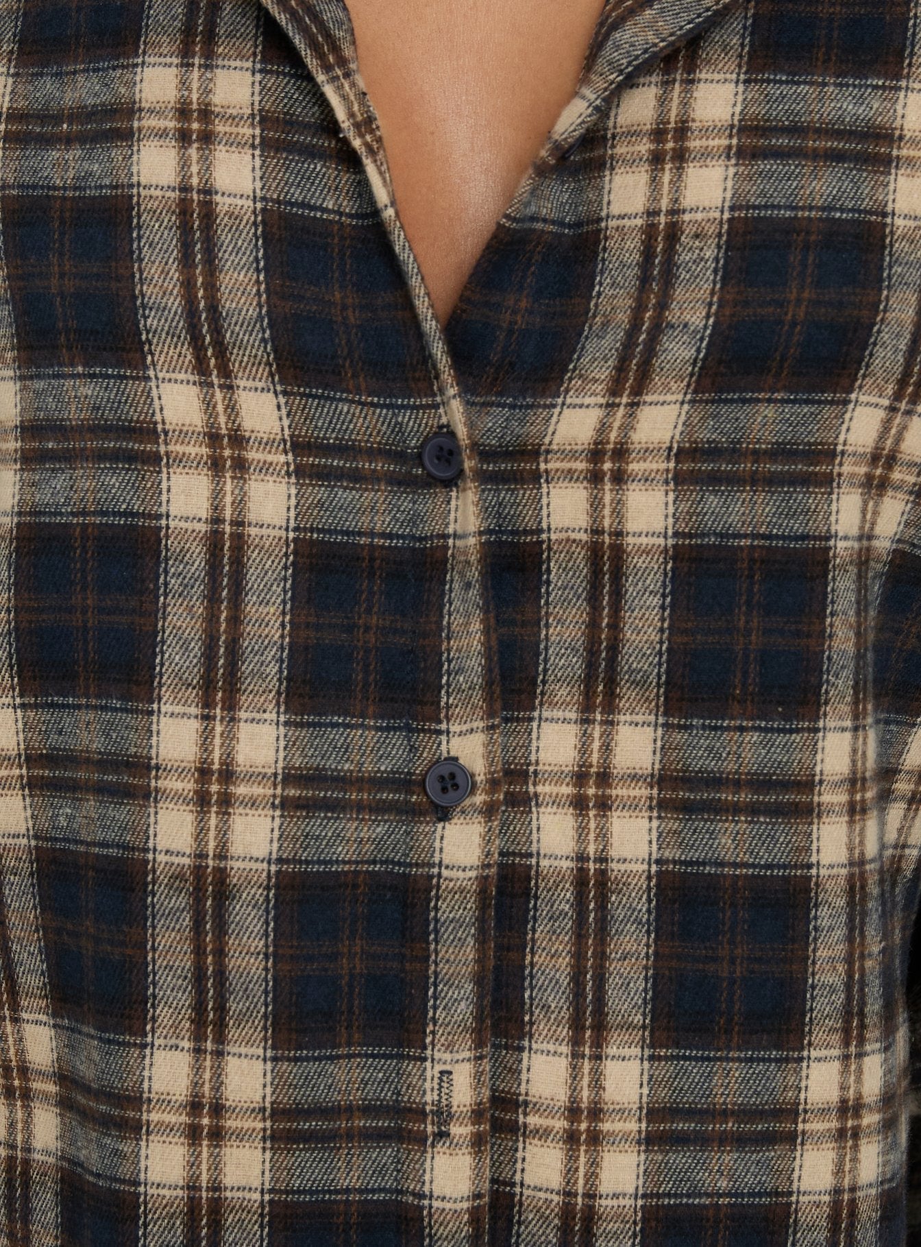 Caydence Long Sleeve Button Down Flannel Top Check Multi