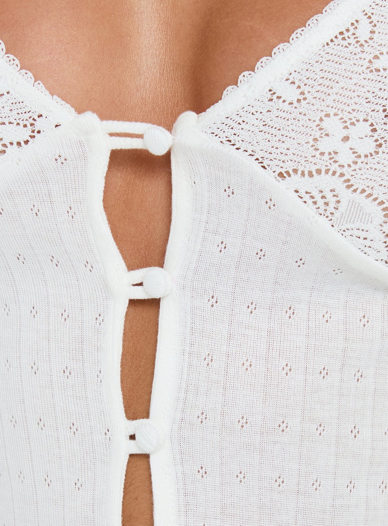 Fillipa Lace Button Down Top White