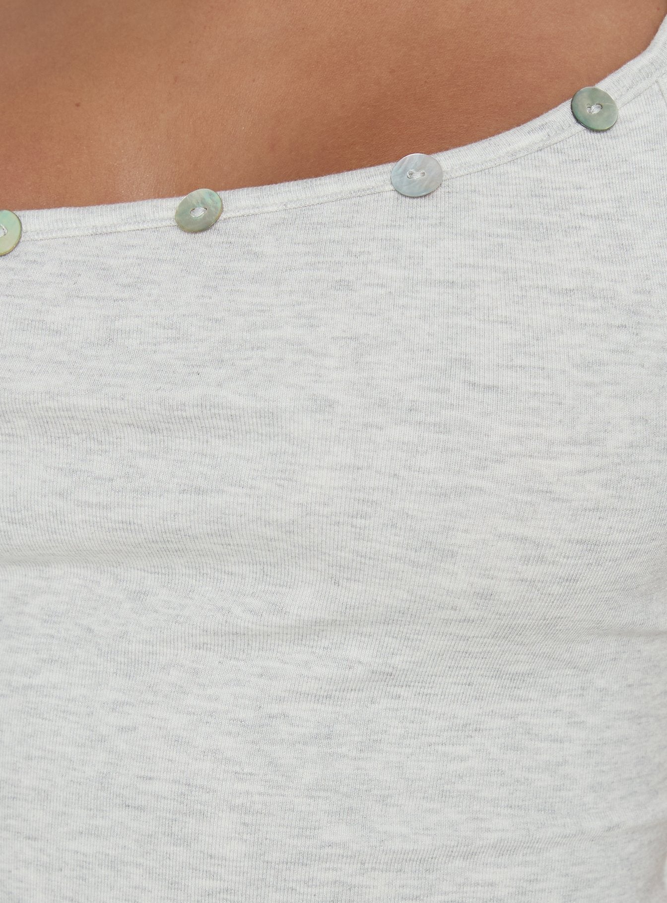 Mimmi One Shoulder Button Detail Top Grey