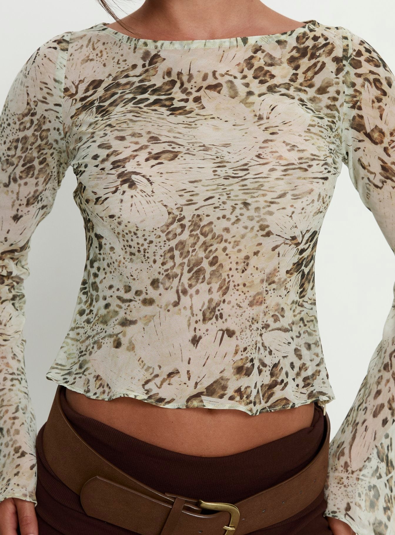 Edeline Bias Cut Long Sleeve Top Multi Animal
