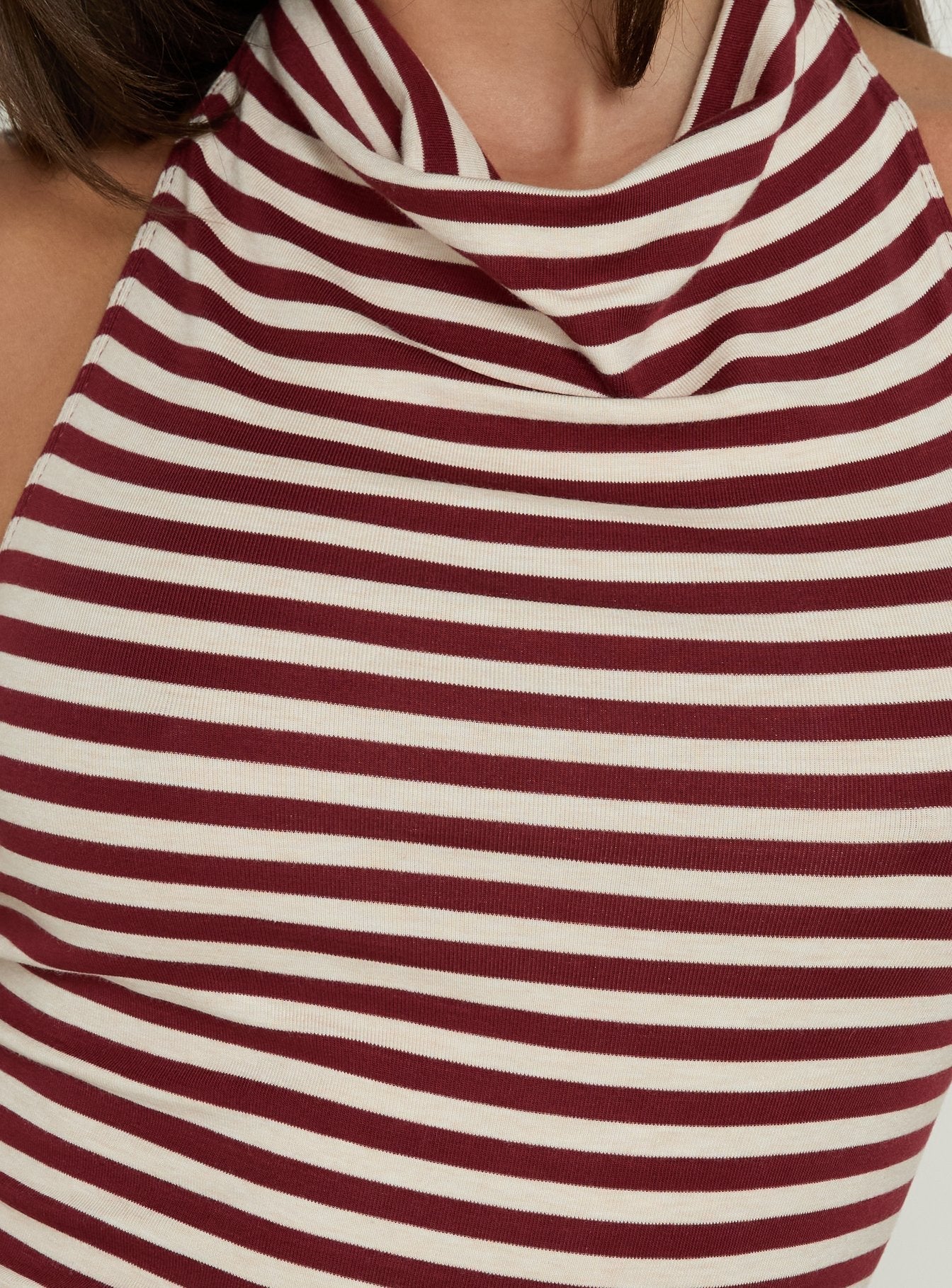 Shaynha Cowl Neck Playsuit Red Stripe